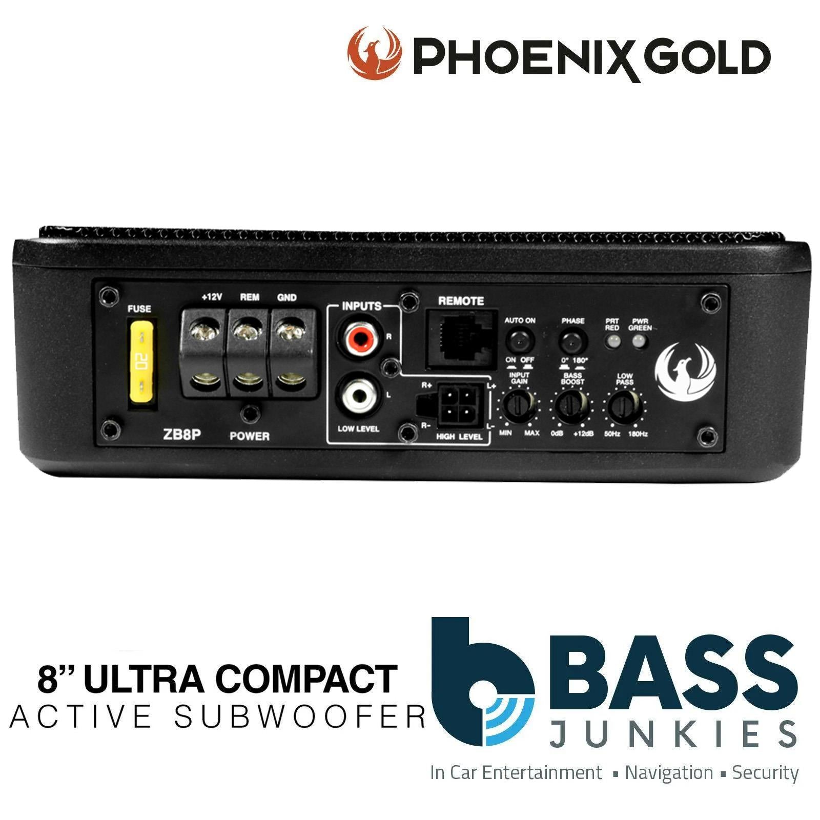 Phoenix Gold ZB8P 600 Watts 8″ Ultra Slim Compact Active Car Underseat Sub Subwoofer