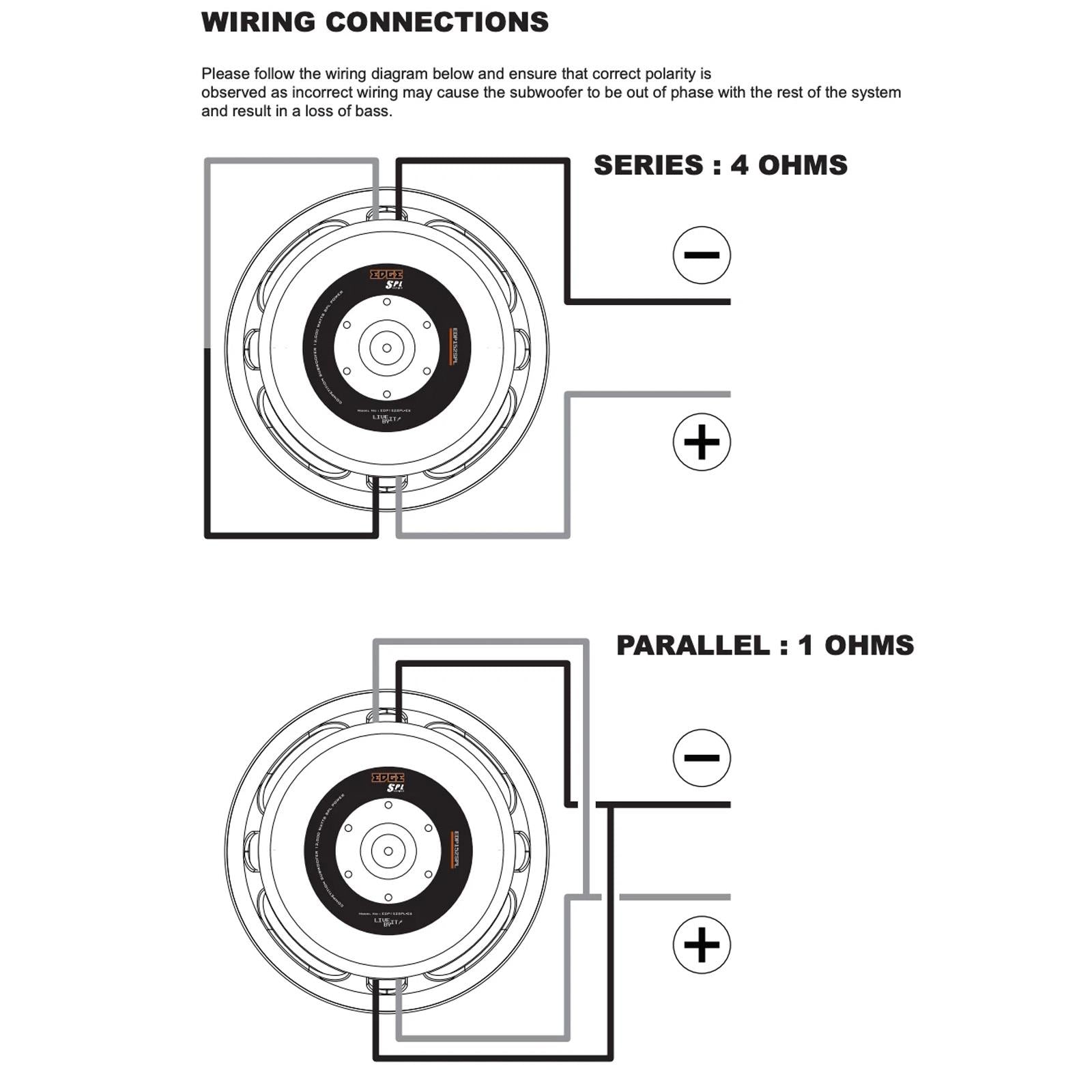 Edge EDX12D2-E3 - 12" 30cm 4000 Watts Dual 2 Ohms SPL Car Sub Subwoofer