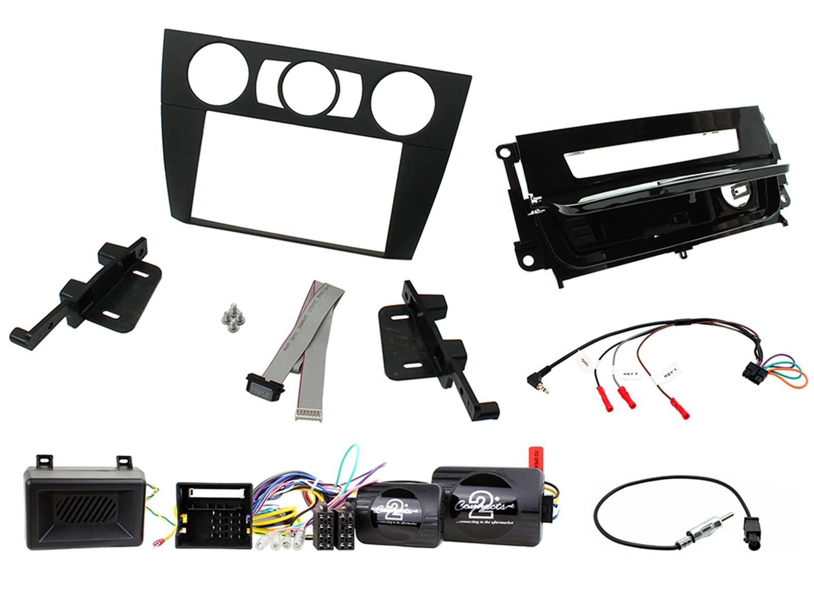 Grundig 6.8" Apple Android Double Din Stereo Fitting Kit + Steering Wheel Stalk Controls to fit BMW 3-Series 2005-12