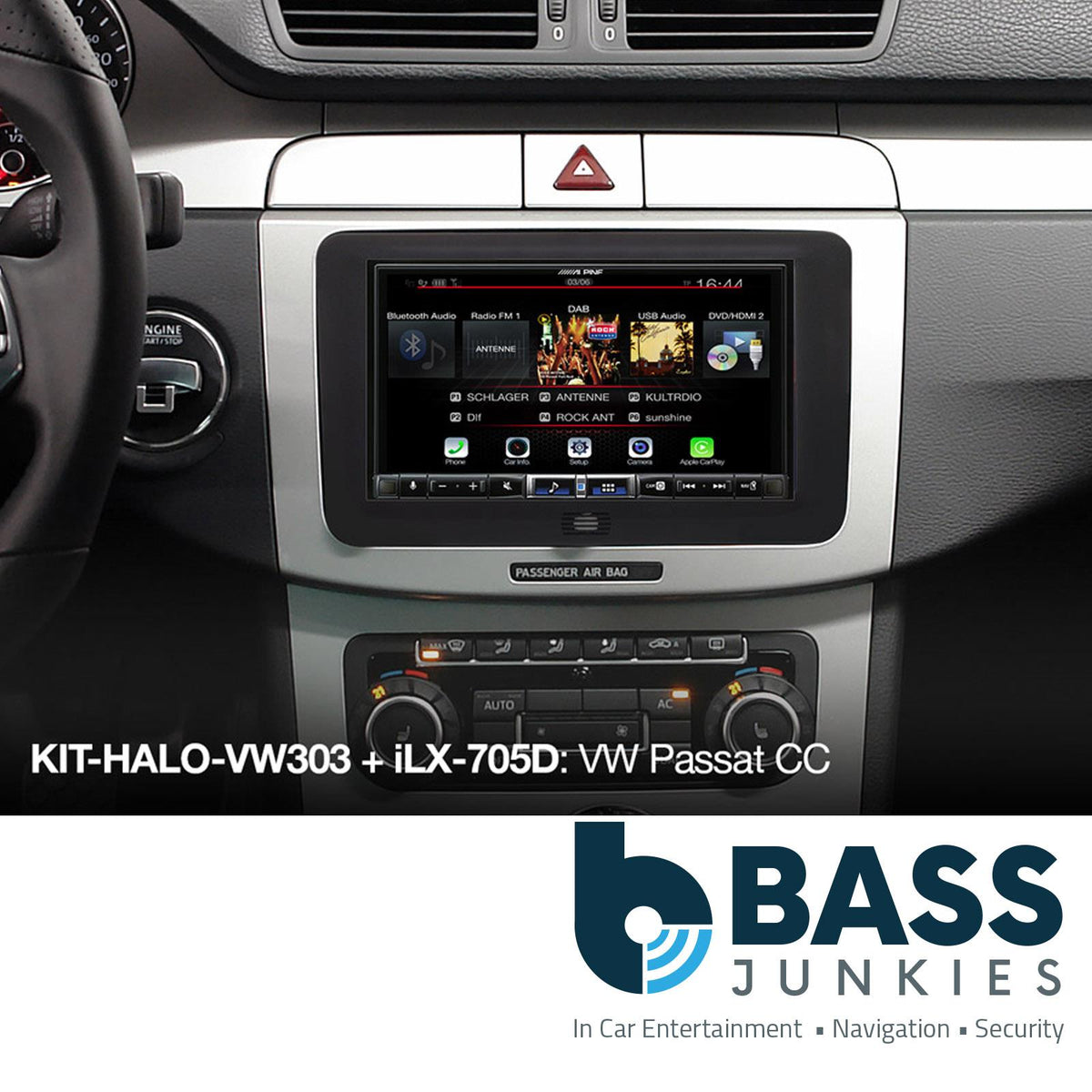 Alpine KIT-HALO-VW303 VW Seat Skoda 1-DIN/2-DIN Car Stereo Fascia & Fitting Kit