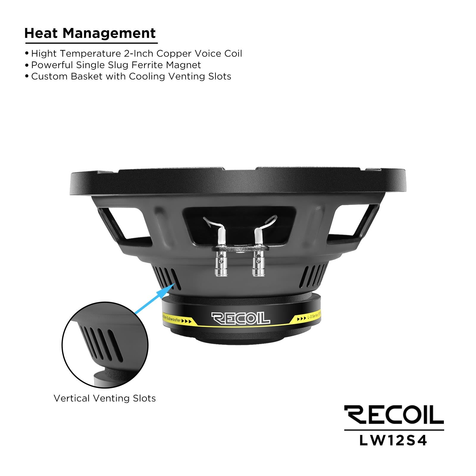 Recoil LW12S4 - 300 Watts 12" 30cm Single Voice Coil 4-Ohm Car Sub Subwoofer