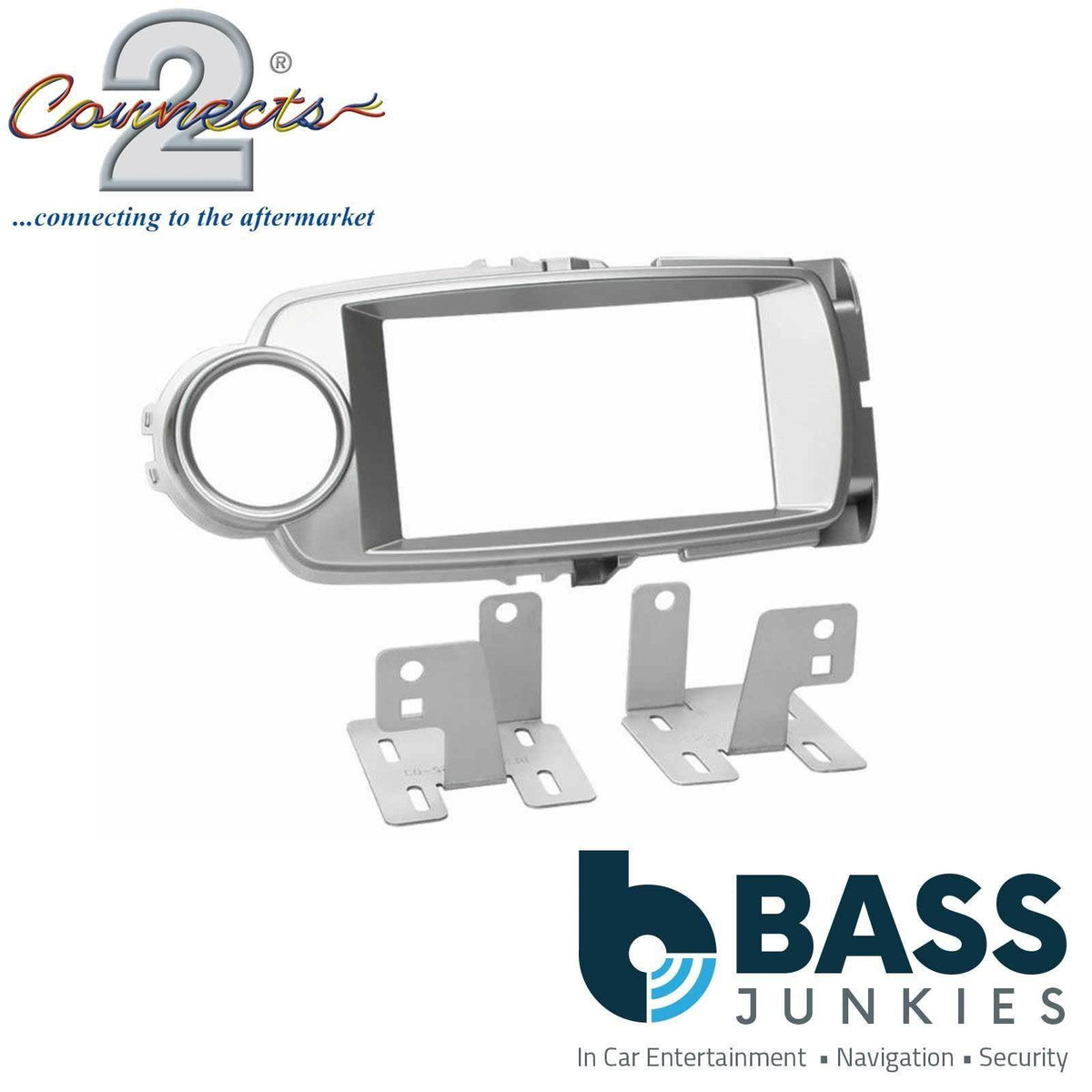 Connects2 CT23TY32 - Toyota Yaris 2011 - 2017 Silver Double Din Car Stereo Fascia Panel