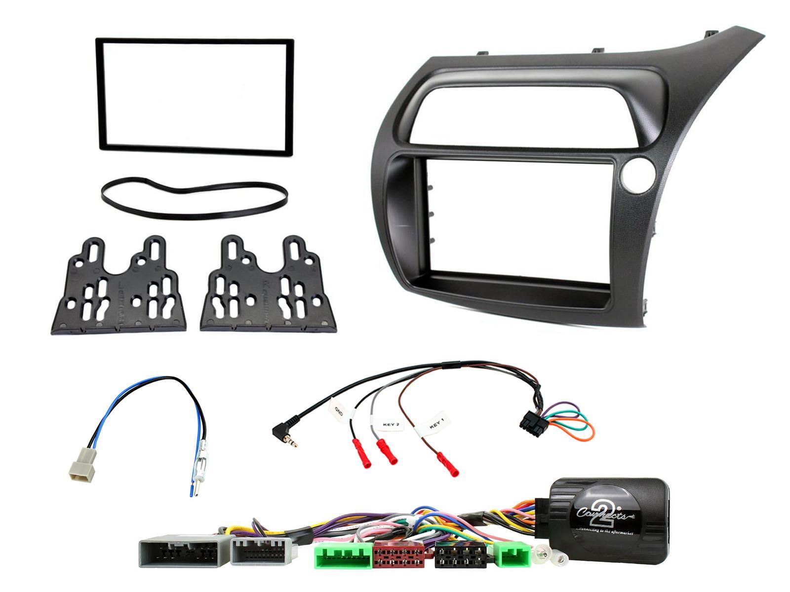 Connects2 CTKHD01 - Honda Civic 2006 - 2011 FN1 FN2 TYPE R Models Double Din Fascia Panel & Steering Wheel Interface with Kenwood 6.8" USB DAB Android Mirroring Touchscreen Upgrade Kit