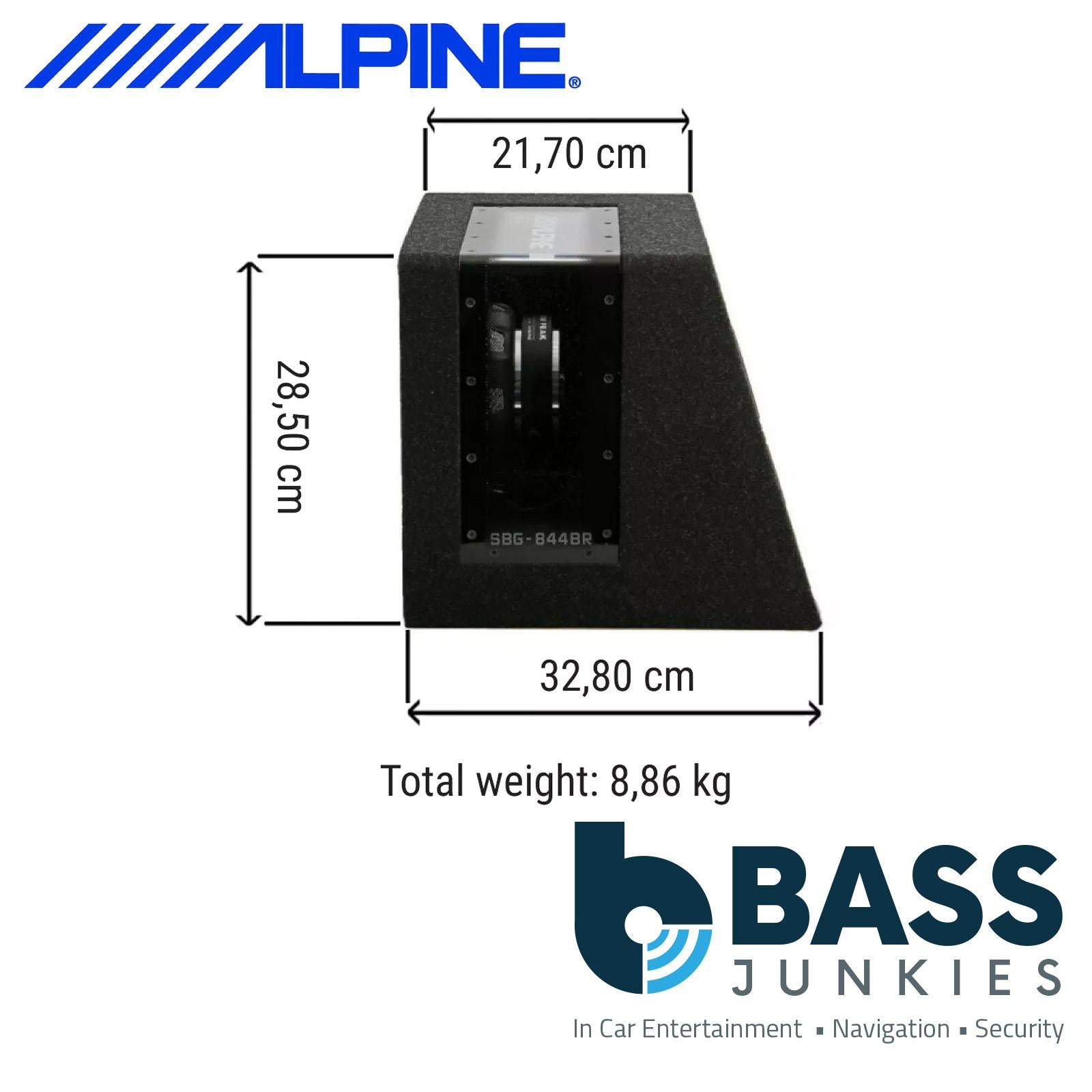 Alpine 8" 400 Watts Car Bass Box with 550 Watts Amplifier & Full Amp Kit Package