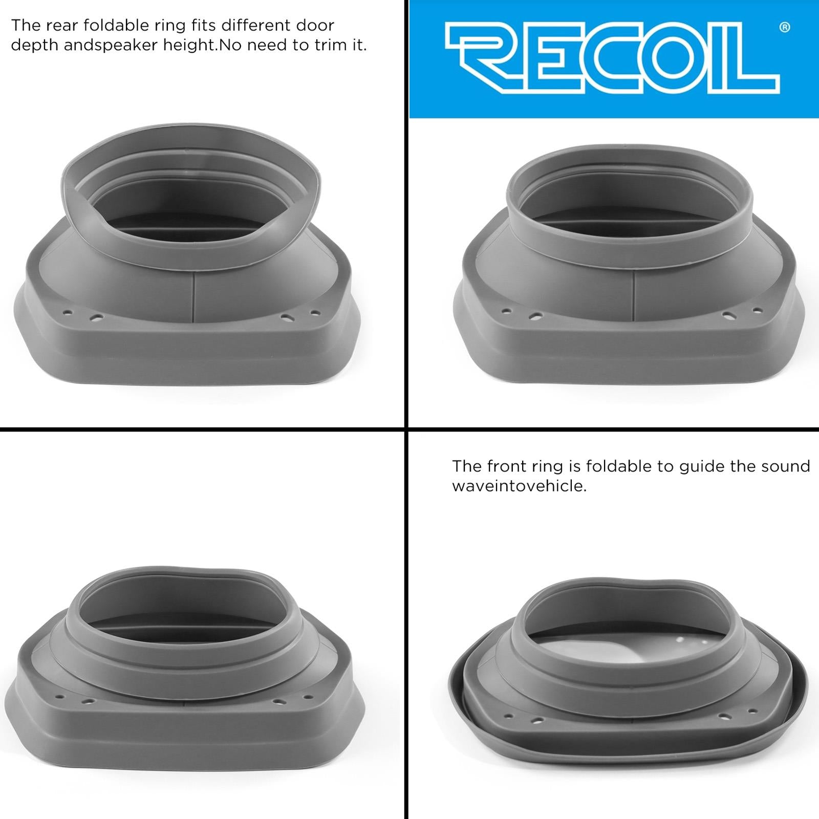 Recoil SPB68 5”x7” 6”x8” Waterproof Silicone Car Speakers Baffle & Isolator Kit