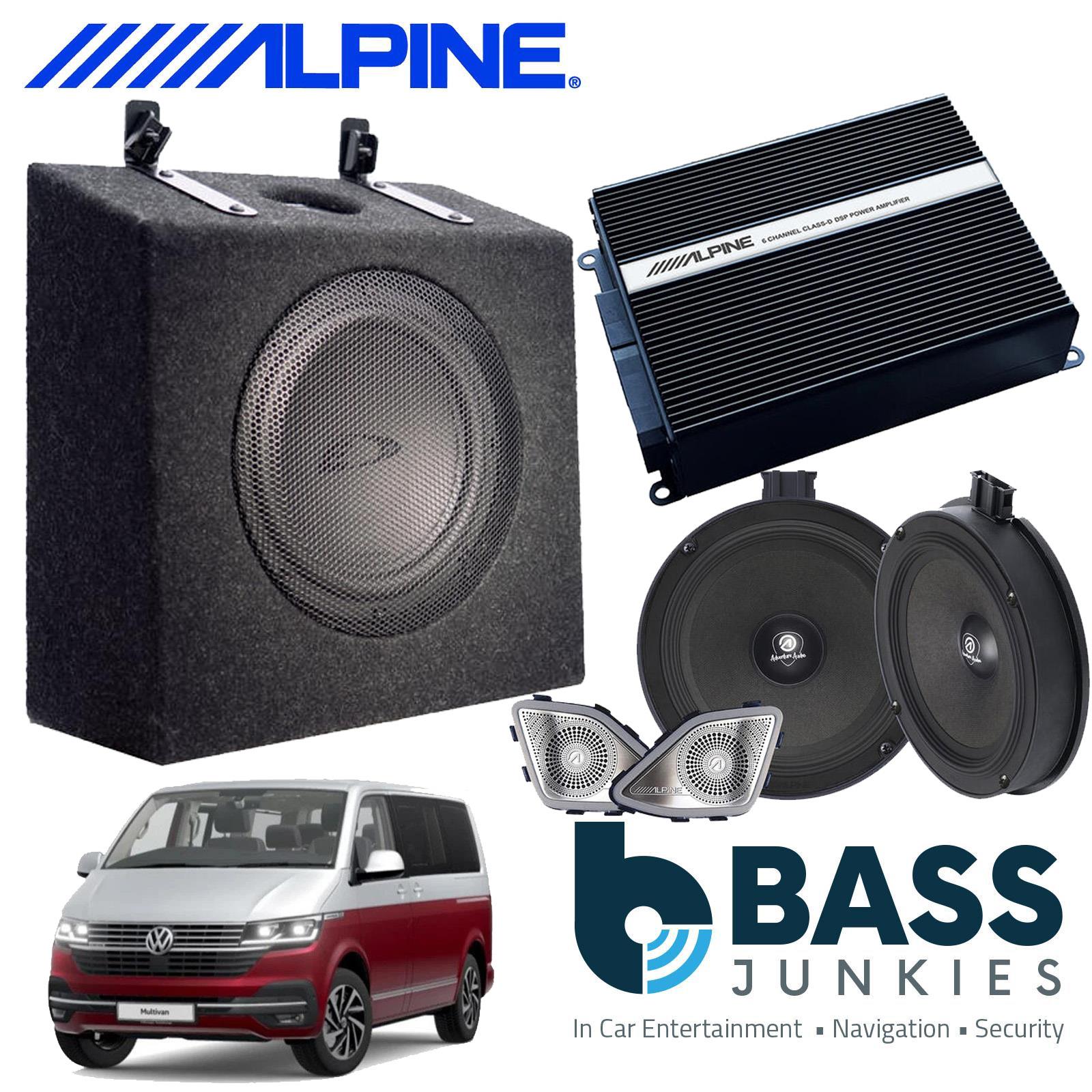 Alpine SPC-W84AT6-2 6-Channel DSP Amplifier Subwoofer Bass Box & Car Speaker Kit for VW Transporter T6.1