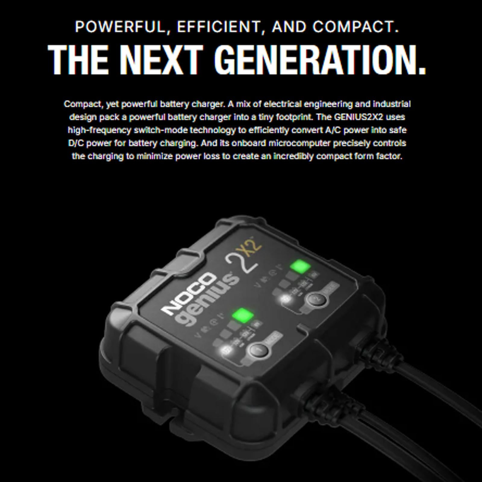 NOCO GENIUS2X2 - 4A 2 Bank Smart Battery Charger 6V 12V Lithium AGM Gel
