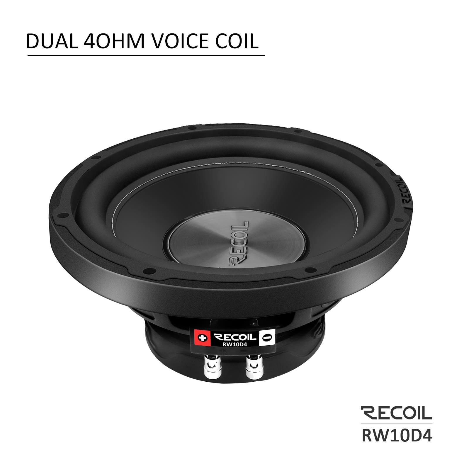 Recoil RW10D4 - 500 Watts 10" Inch 25cm Dual Voice Coil 4-Ohm Car Sub Subwoofer