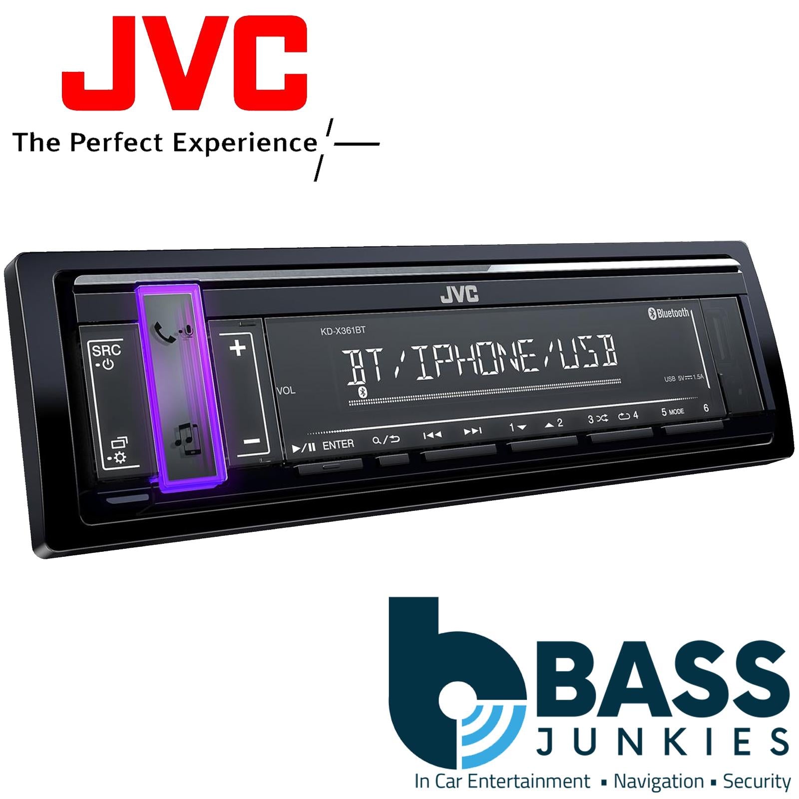 JVC REFURBISHED Premium Mechless Tuner Bluetooth, iPhone|Android|Spotify [USB|Steering Wheel Controls ] Bluetooth 2 Phones Full-Time Connection with Voice Dialing iPod/iPhone Music Playback