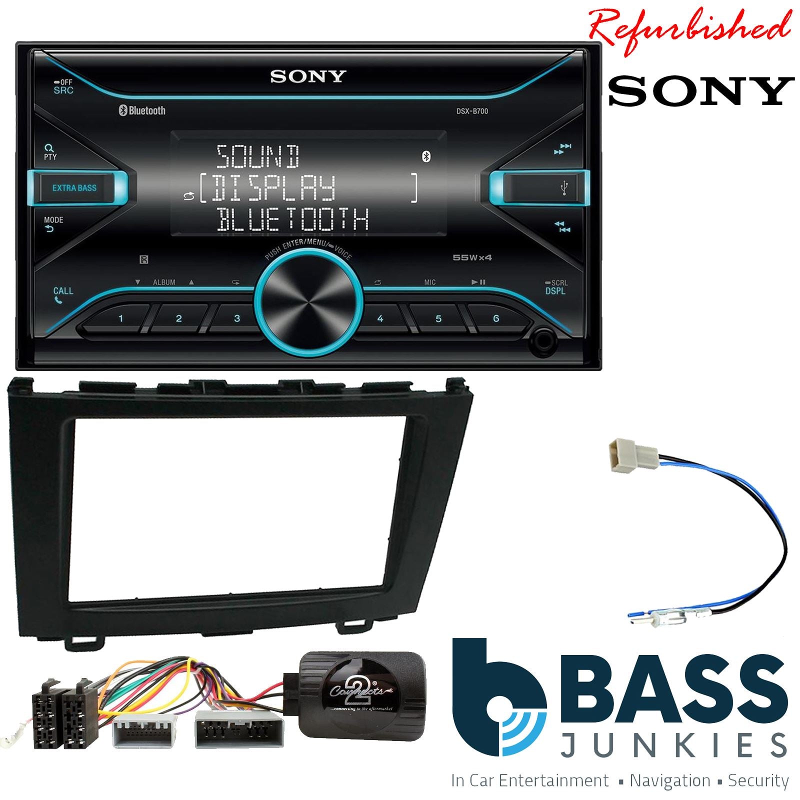 Sony DSX-B700 Bluetooth MP3 USB AUX 4 x 55W Double Din Car Stereo Radio Player + Connects2 Double Din + Steering Wheel Controls fits Honda CR-V 2007-09