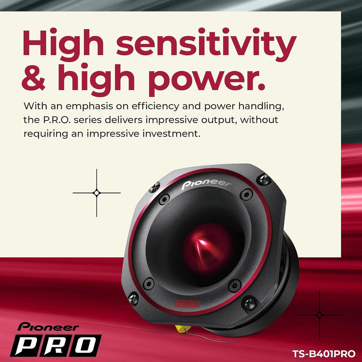 Pioneer TS-B401PRO P.R.O. Series 10cm 4" 100mm 600 Watts Max Power Titanium Diaphragm Bullet Tweeter Speaker (Single)