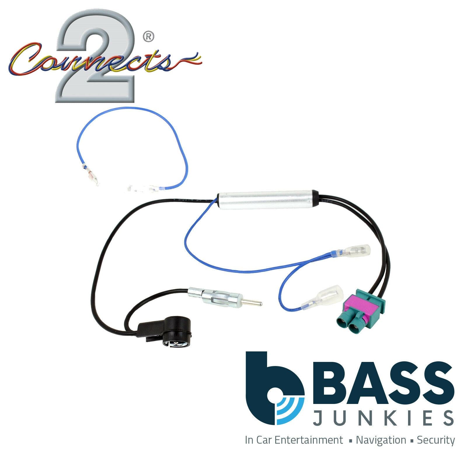 Connects2 CT27AA179 - Audi Seat Skoda VW Twin Fakra to DIN & ISO Car Antenna Adapter