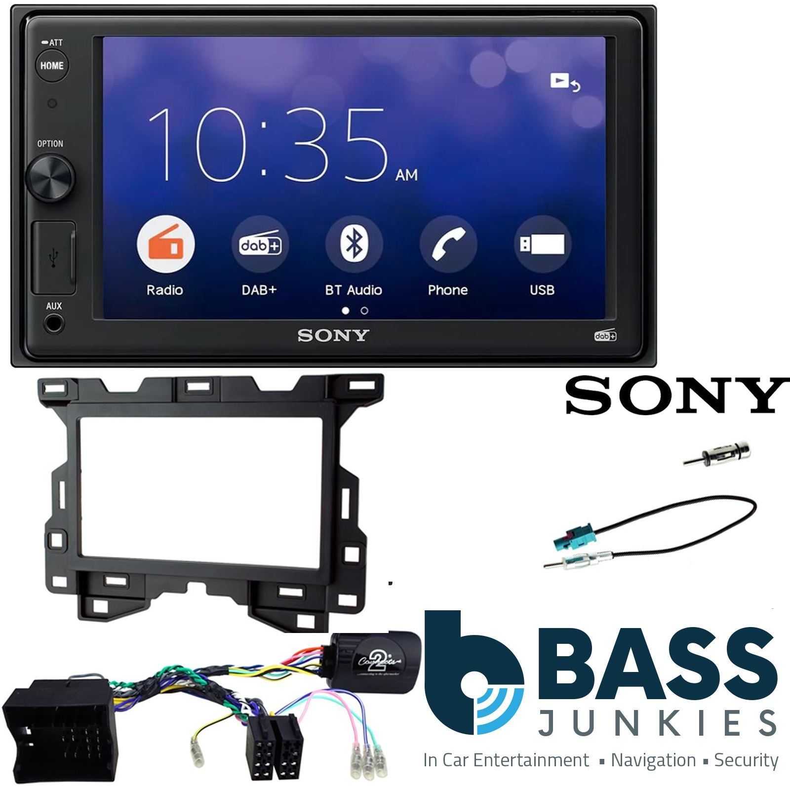 SONY XAV-1550D DAB+ Smart Bluetooth Car Radio + Stereo fitting kit + Steering Wheel Controls Loom for Mercedes Sprinter 2018-2021