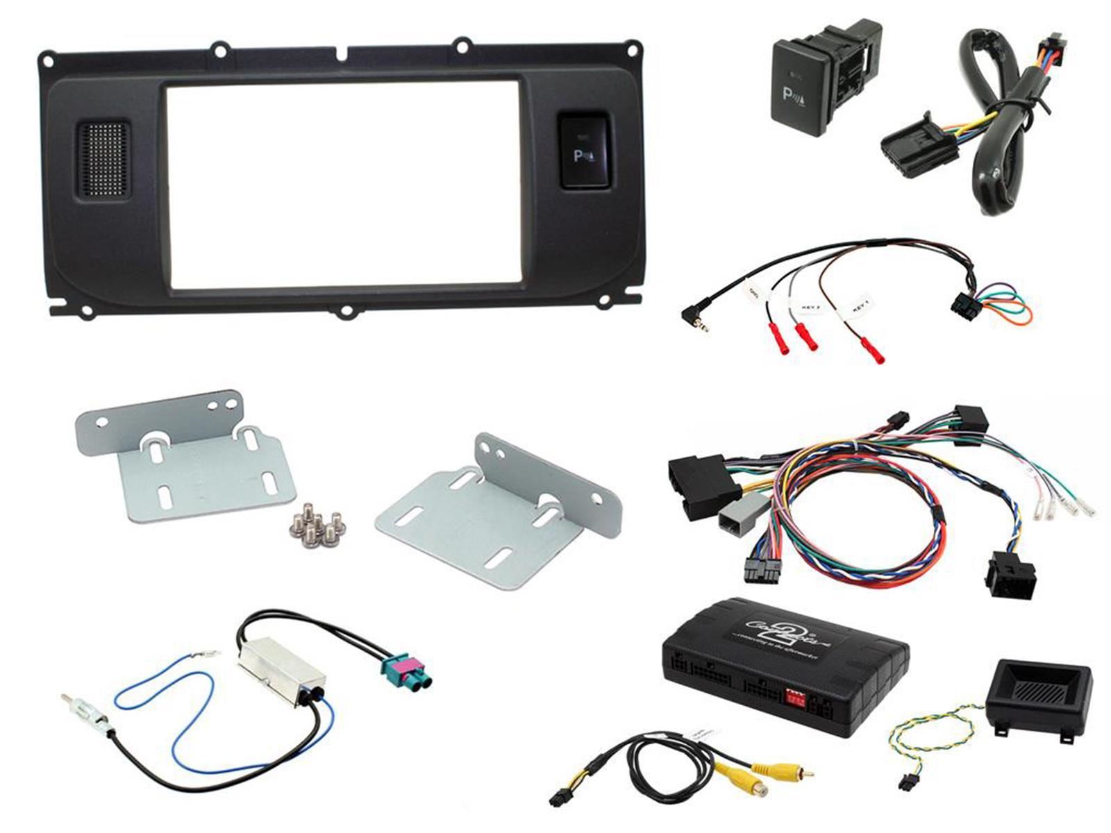 Connects 2 CTKLR01 - Land Rover Evoque 2011 - 2013 Double Din Fascia & Steering Wheel Interface  Installation Kit