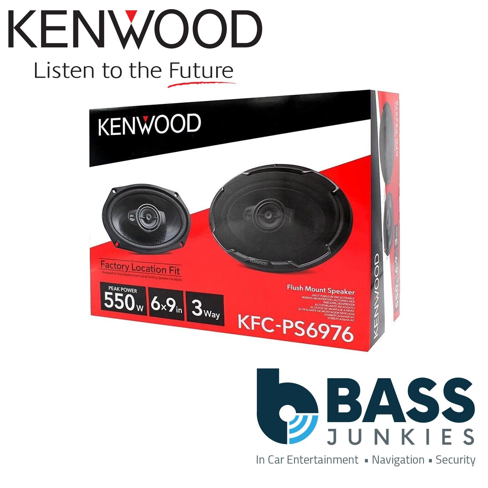 Kenwood KFC-PS6976 - 6x9" 1100 Watts a Pair 3-Way Coaxial Rear Shelf Car Speakers