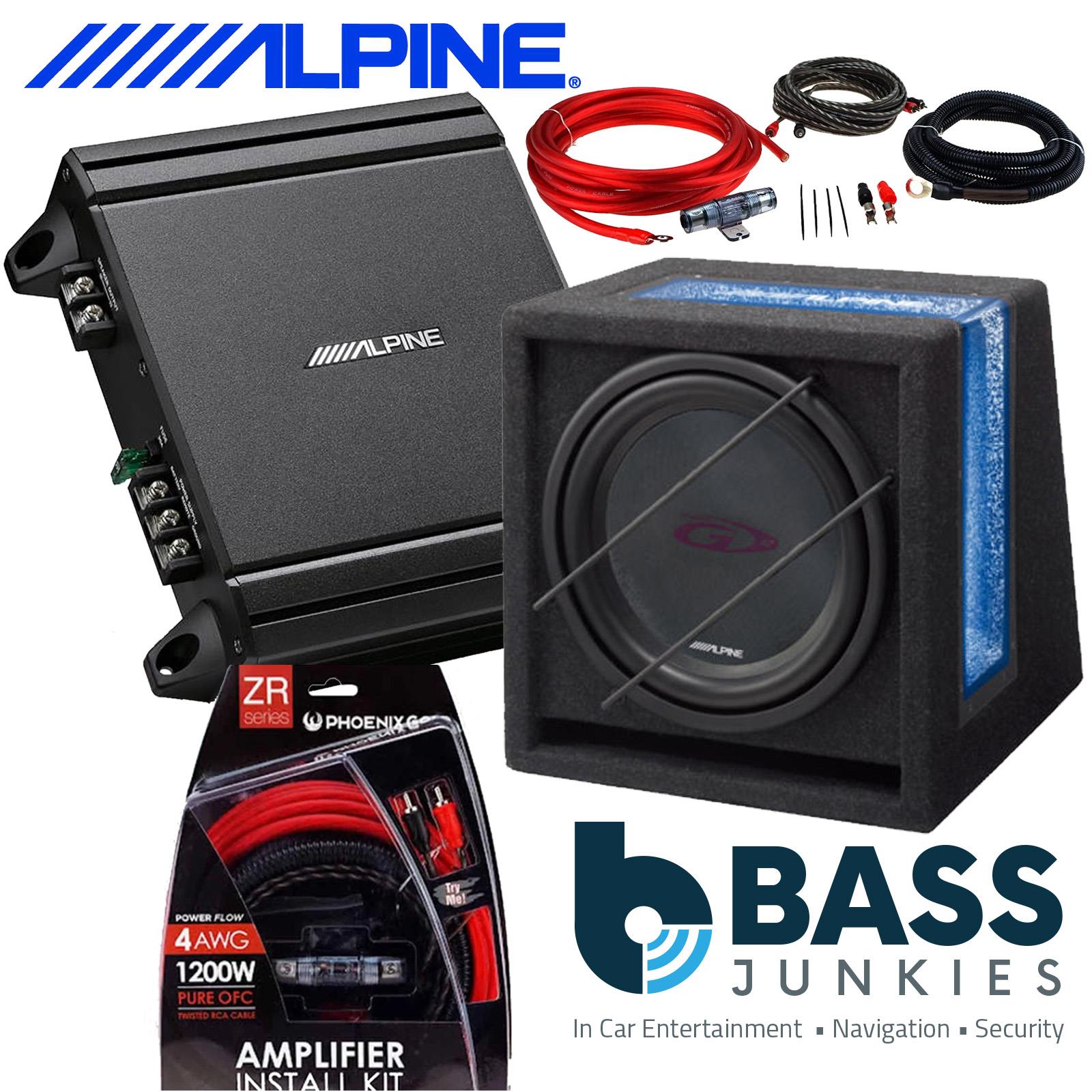Alpine 12" 800 Watts Car Bass Box & 550 Watts Amplifier & Full Amp Kit Package
