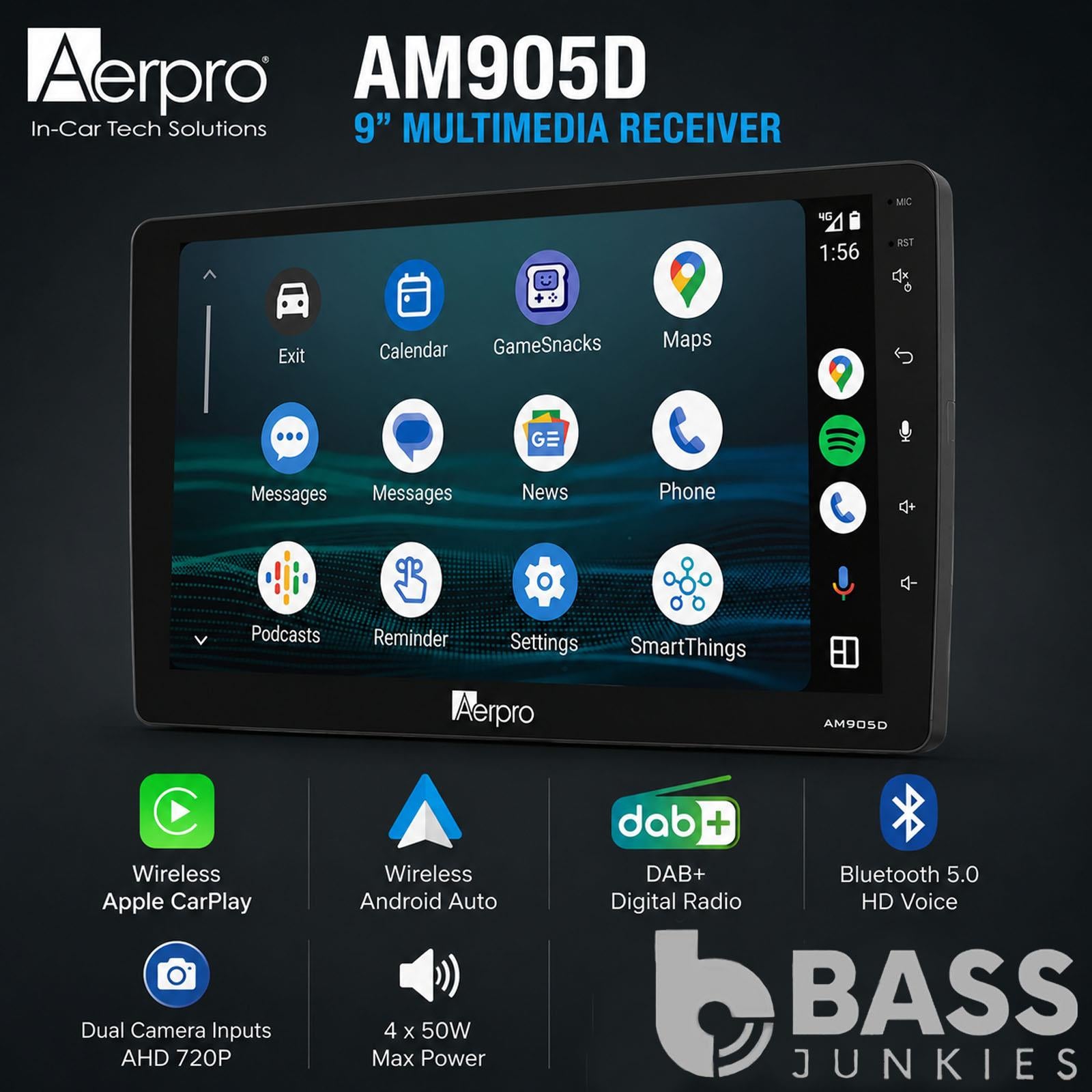 9" Multimedia Receiver with Wireless Apple CarPlay, Android Auto & DAB+