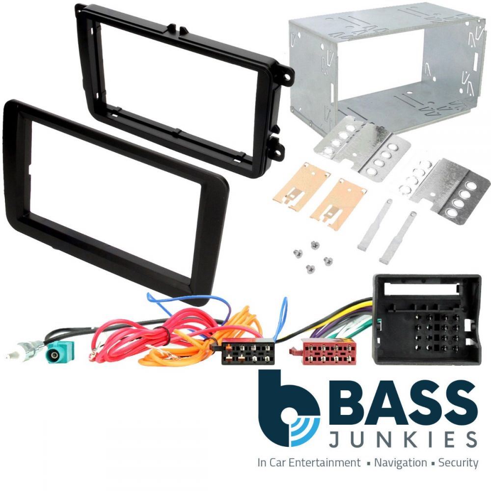 VW Amarok Caddy Golf MK5 MK6 T5 T5.1 Passat Scirocco Car Stereo Double Din Flush Fit Fascia Panel Wiring Harness & Aerial Complete Fitting Kit