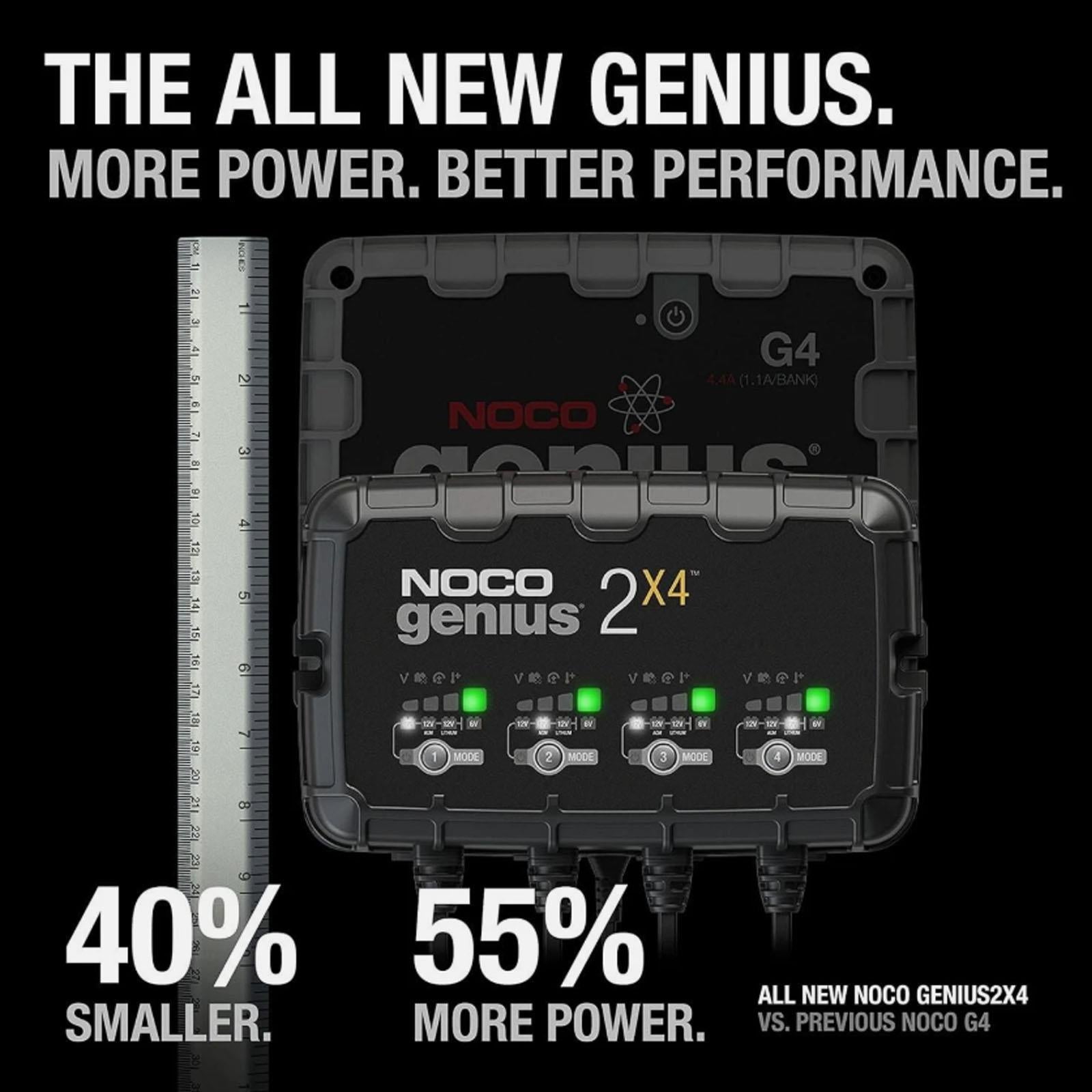 NOCO GENIUS2X4 - 8A 4 Bank Smart Battery Charger 6V 12V Lithium AGM EFB Gel