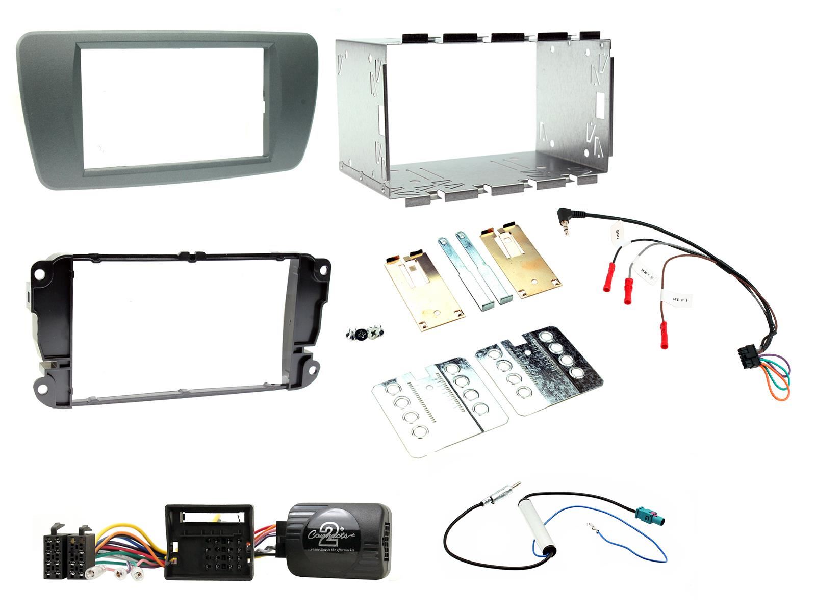 Grundig 6.8" Apple Android Double Din Stereo Fitting Kit + Steering Wheel Stalk Controls to fit Seat Ibiza 2008-14