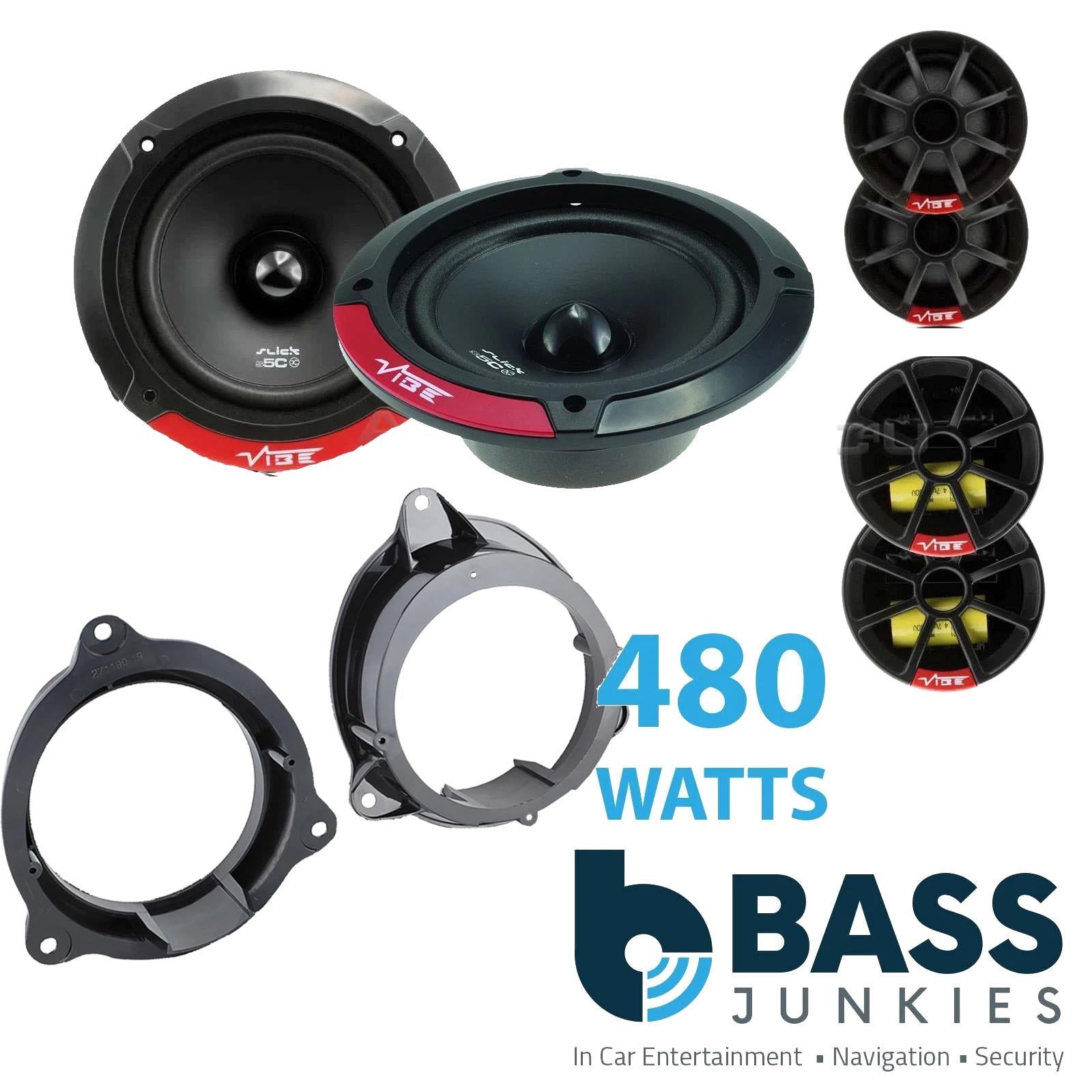 Vibe SLICK6C-V7 speakers Supplied with Brackets to fit 5.25" Speakers to Mercedes Citan (Front Doors 130mm. W415 Model) [2012-2021]
