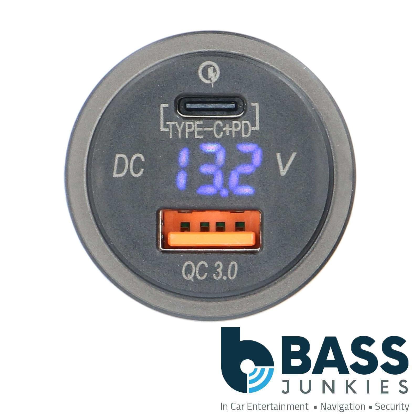 IBR117 Universal Flush Mount Car Type C + USB 3.0 4X Charge + Voltmeter