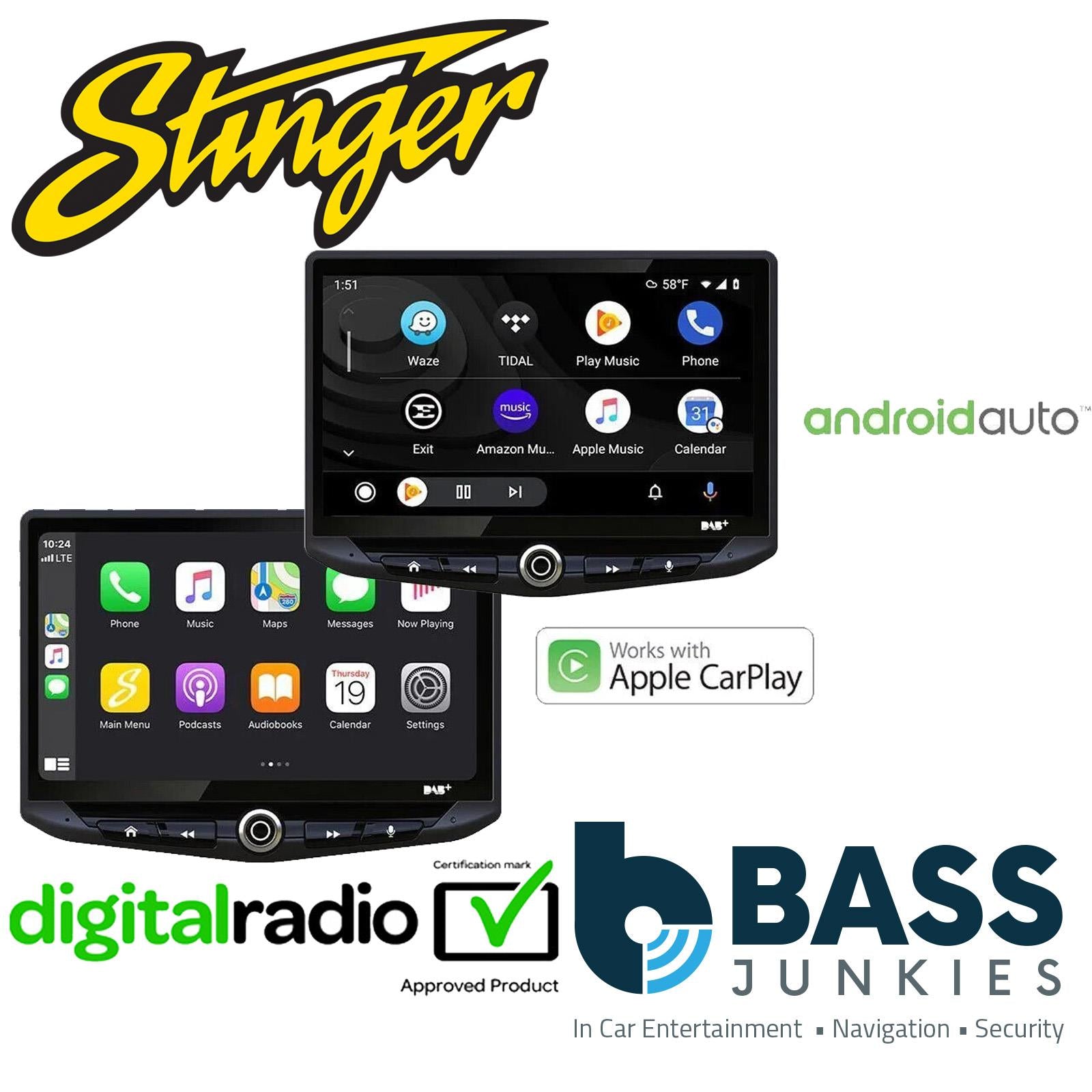 Stinger UN1810E-LR1 - Land Rover Defender 2007- 2016 10″ CarPlay Android DAB HDMI Car AV Screen
