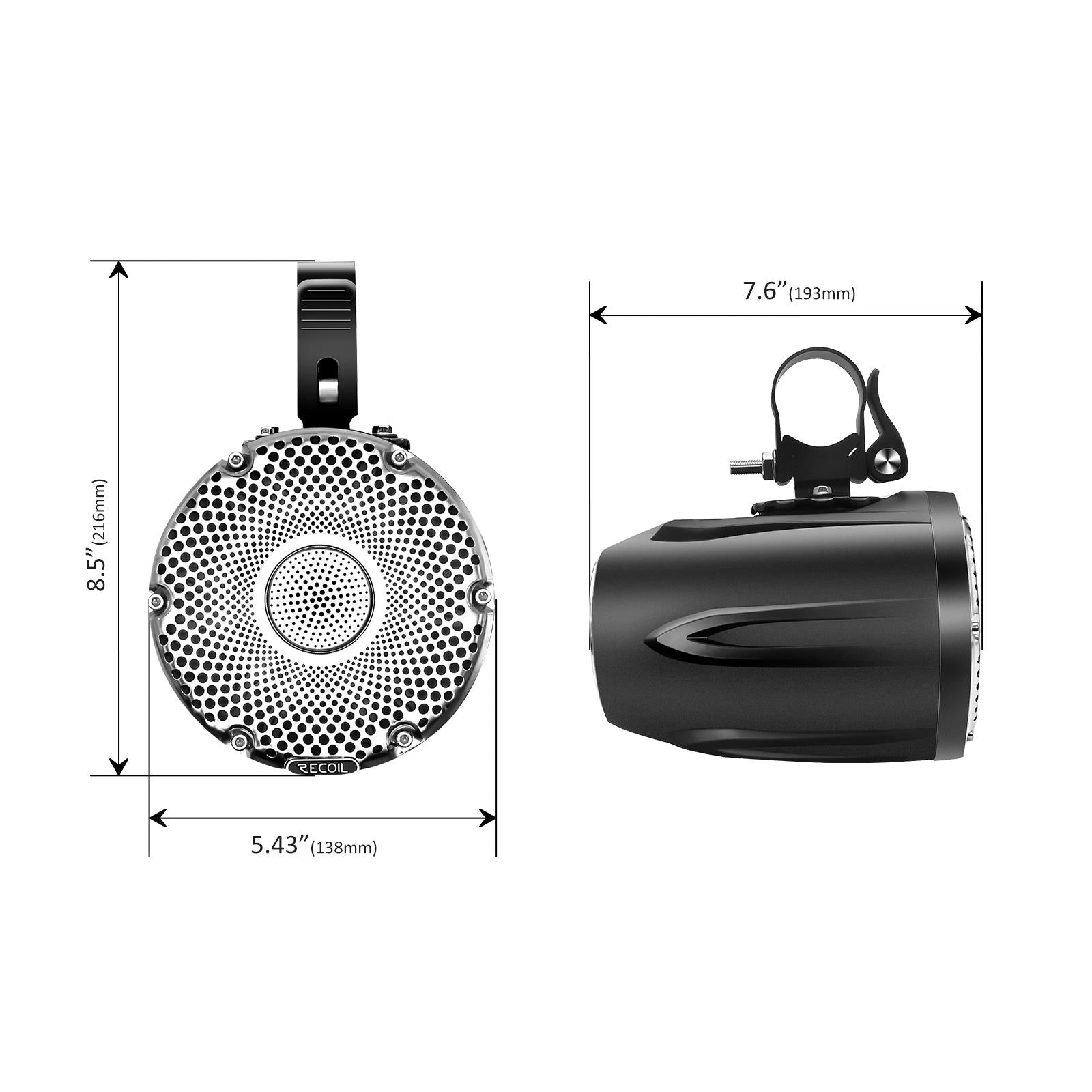 Recoil R4 - UTV ATV Marine & Power-Sports 4" 10cm 200 Watts Pair Pod Speaker