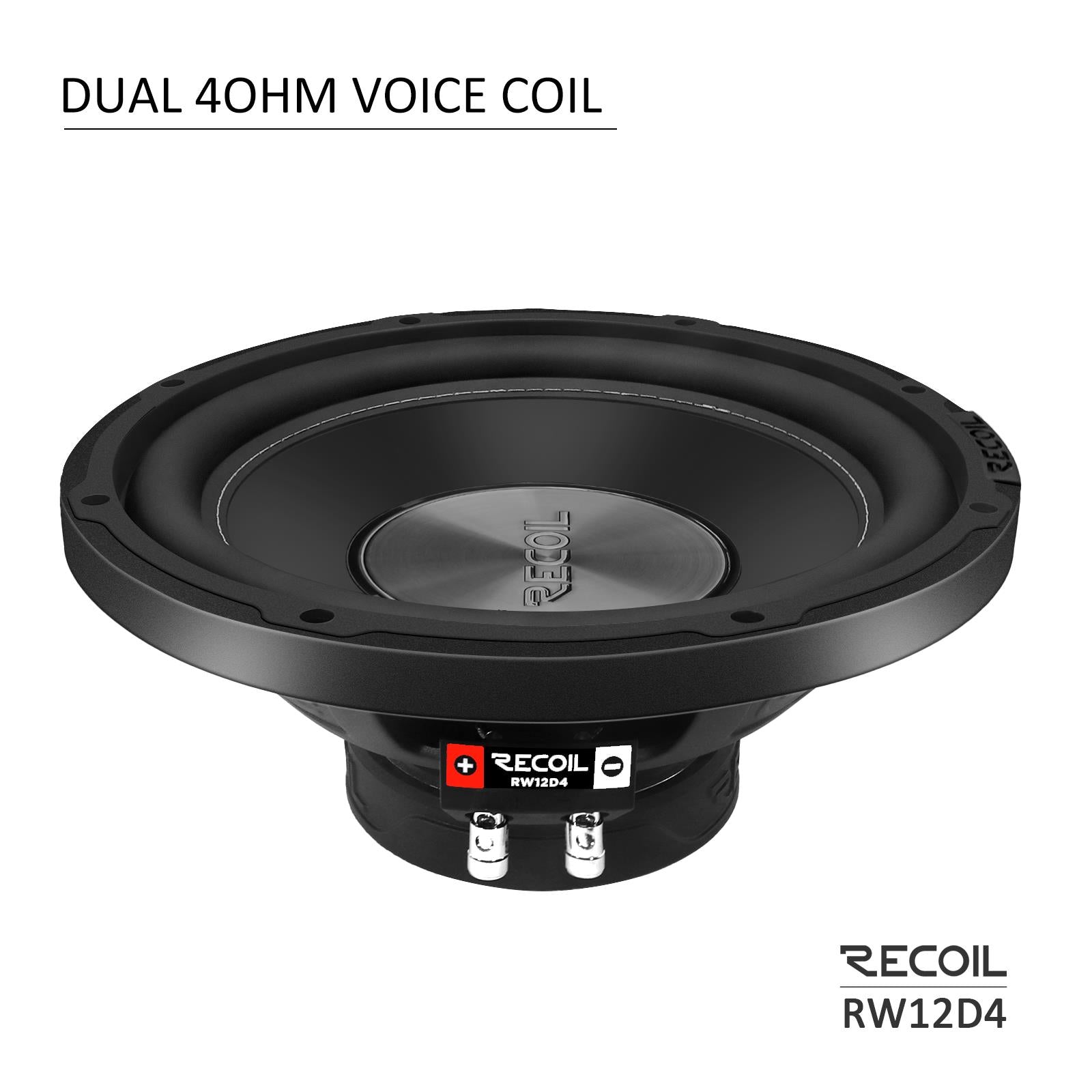 Recoil RW12D4 - 600 Watts 12" Inch 30cm Dual Voice Coil 4-Ohm Car Sub Subwoofer