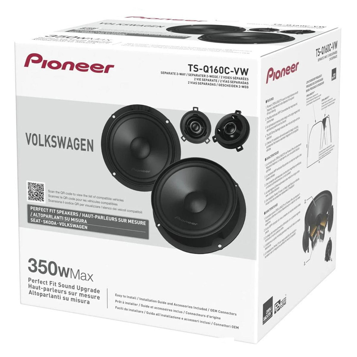 Pioneer 1400 Watts VW Golf Amarok 2010-2020 Pioneer Front Component and Rear Coaxial Speaker Upgrade Kit