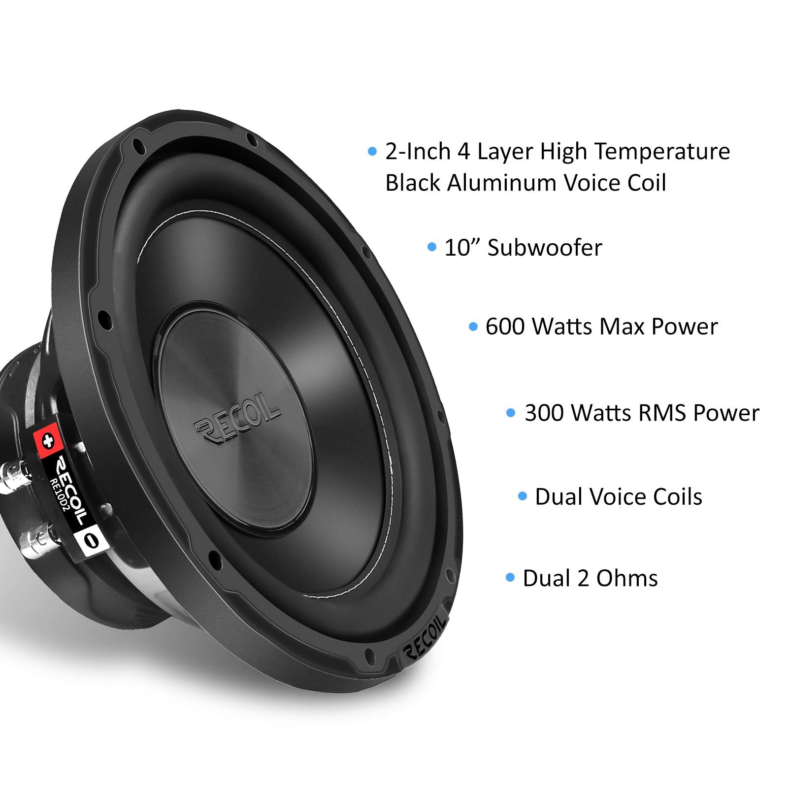 Recoil RS10 - 10" 500 Watts Vented Passive Car Subwoofer Bass Box Enclosure