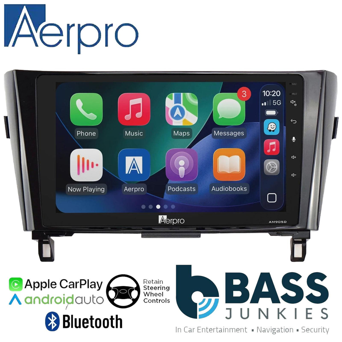 Aerpro 9" DAB CarPlay Android Car Kit For Nissan Qashqai X-Trail Black 2016 On