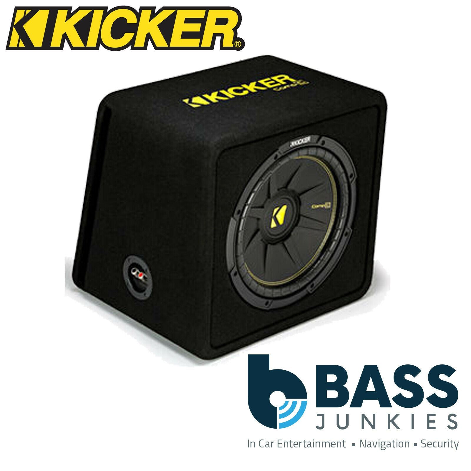 Kicker 44VCWC124 - CompC 12" 600 Watts 4 Ohm Ported Car Subwoofer Enclosure & Kicker CXA300.1 300 Watts Monoblock Class D Car Amplifier
