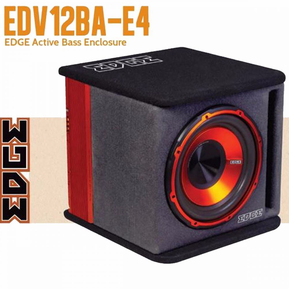 EDGE EDV12BA-E4 - 900 Watts 30 cm 12” Amplified Active Enclosure Car Subwoofer Bass Box with Slot Port