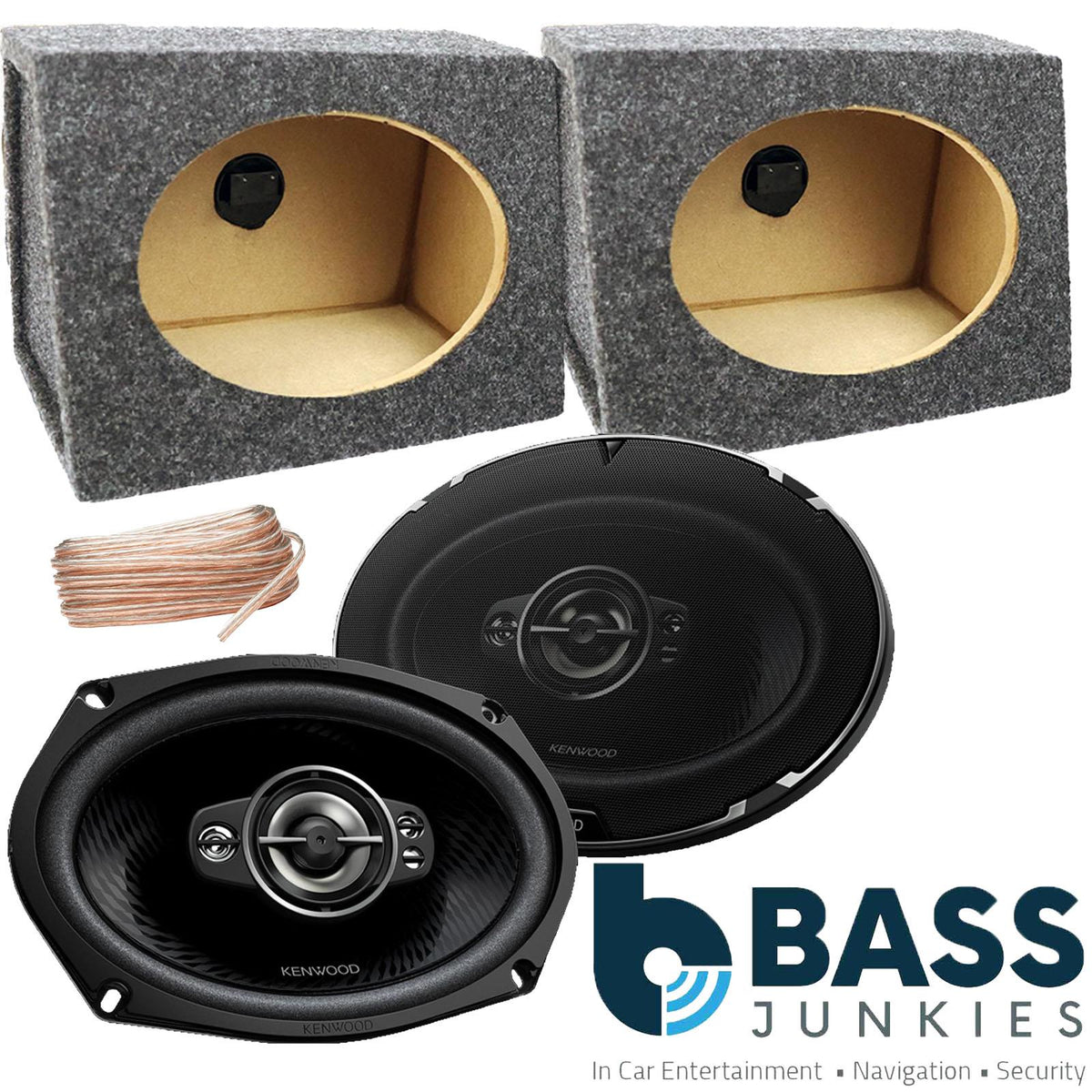 Kenwood Car Van Truck 6X9 1440 Watts 5-Way Speaker Package with Grey Speaker Box