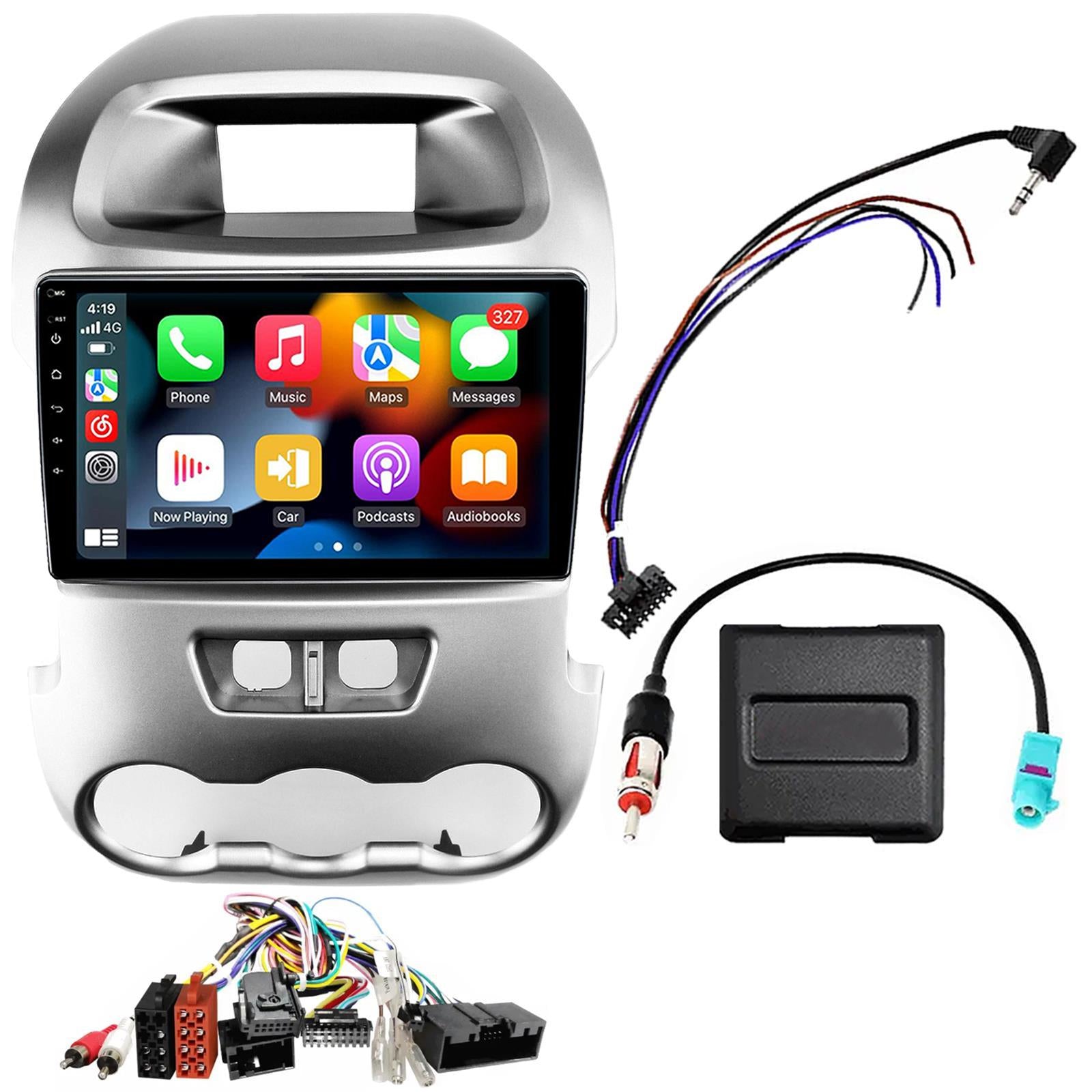 UPGRADED 9" CarPlay Android Car Stereo Silver Fascia Kit For Ford Ranger 2012 Onwards