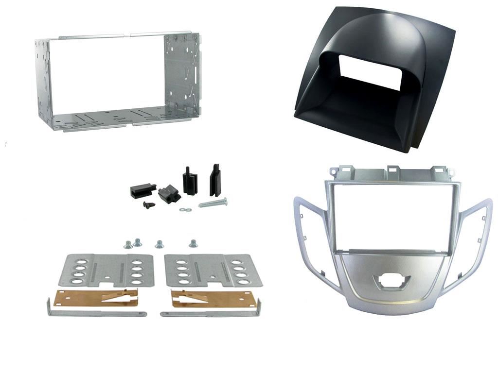 Connects 2 CTKFD10 - Ford Fiesta Mk7 2010 - 2012 Double Din Facia & Steering wheel Interface Fitting Installation Kit (Silver Facia Panel)