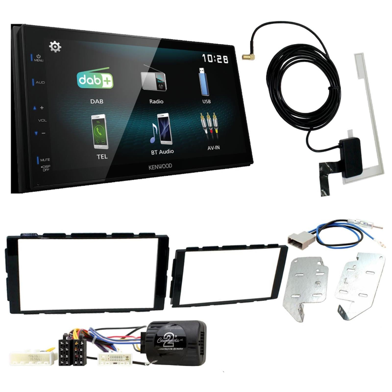 Kenwood DMX-125DAB + Connects2 Double Din + Steering Wheel Controls fits Nissan Juke 2014-