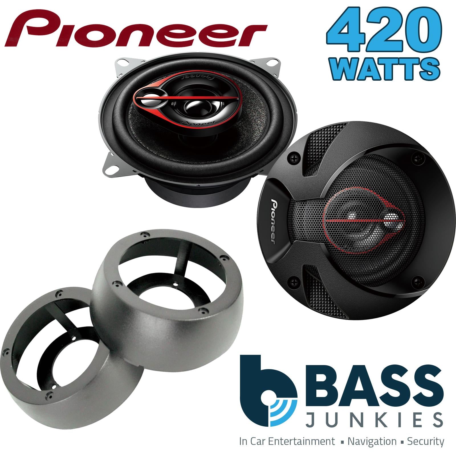 Pioneer TS-R1051S 3 Way 420W Coaxial Speakers with Brackets for Truck