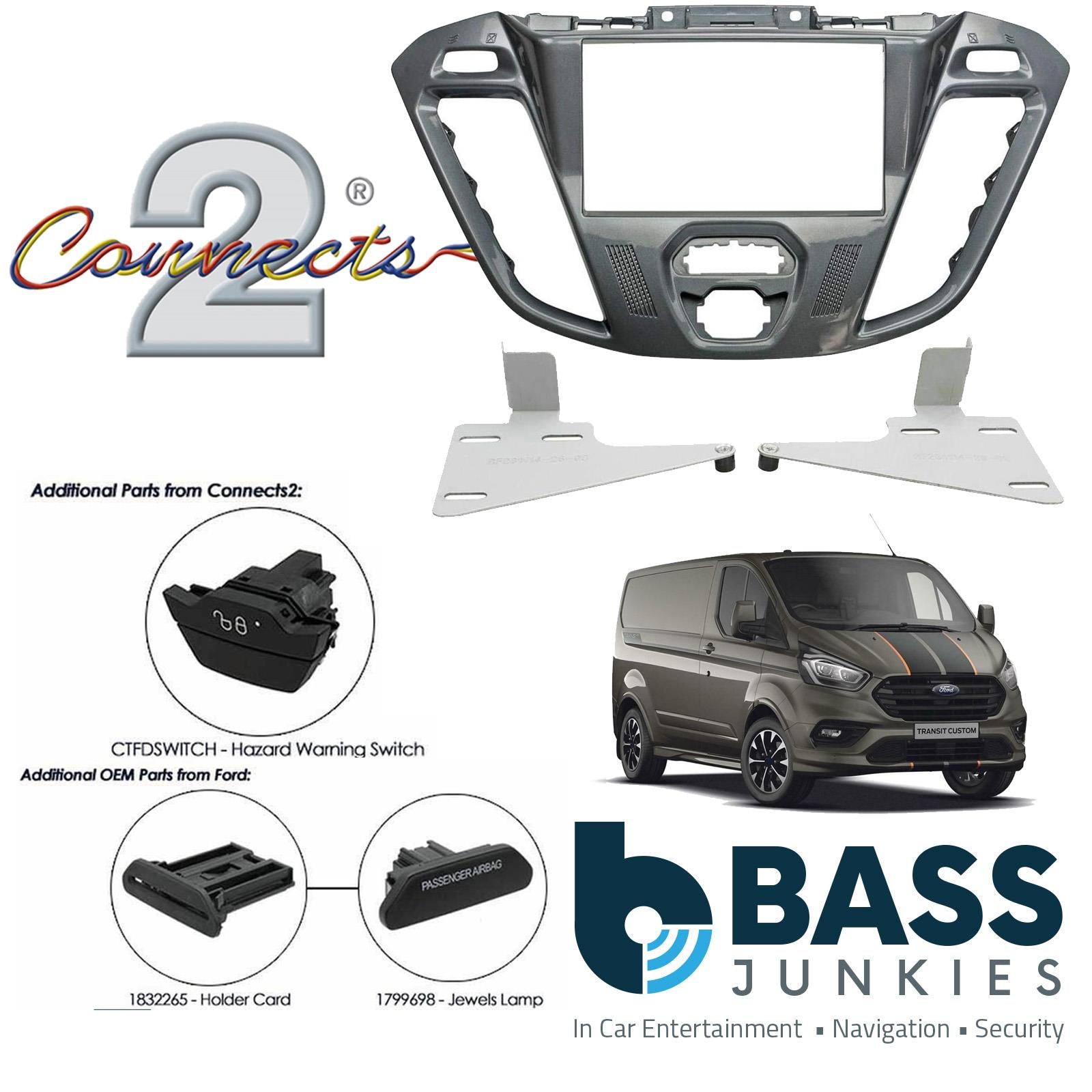 Ford Transit Custom 2012 Blue Display Stereo Pegasus Fascia Steering Wheel Kit