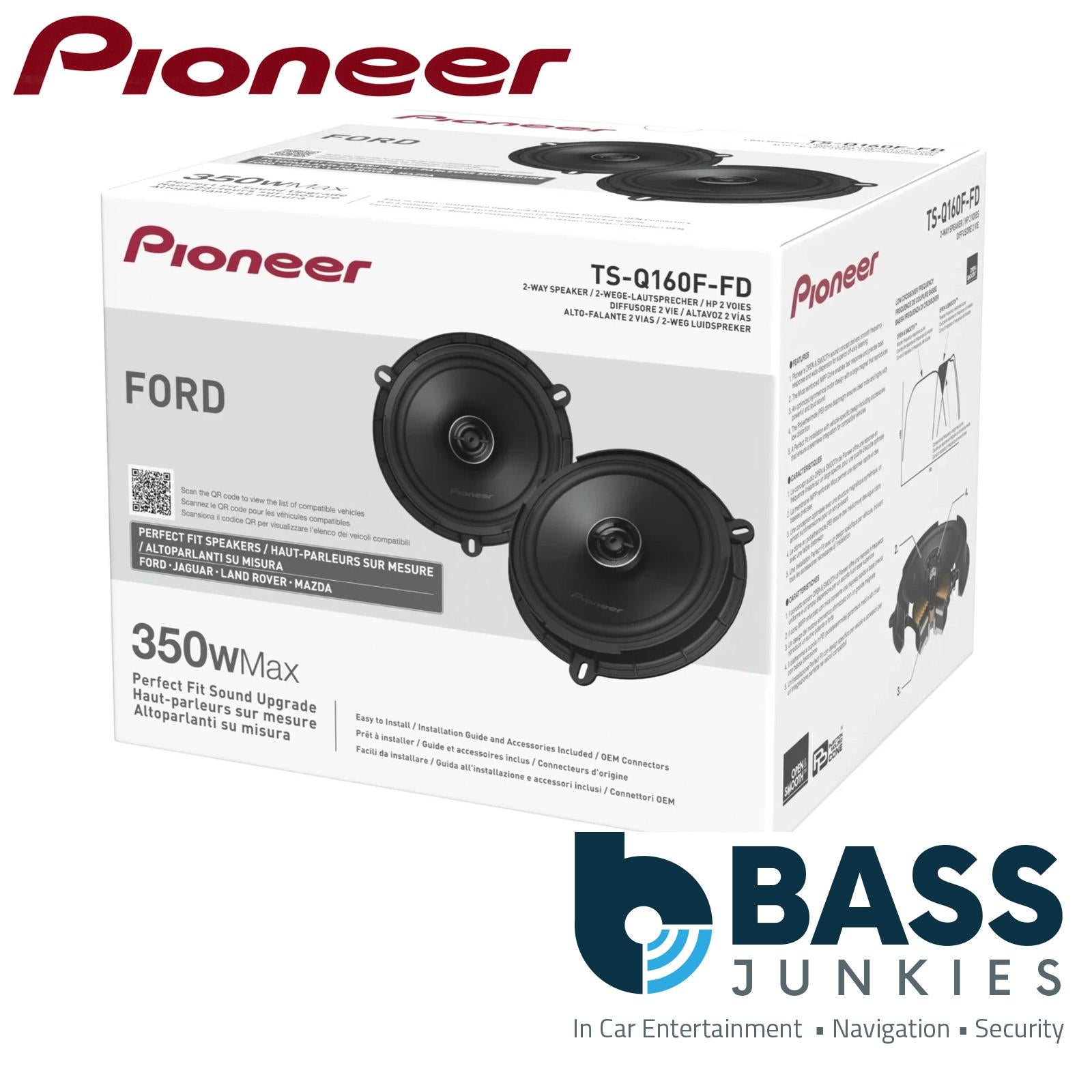 Pioneer TS-Q160F-FD - 700 Watts (Front Or Rear) Perfect Fit 2 Way Coaxial Car Speakers For Ford Jaguar Land Rover Mazda Fiat Vehicles