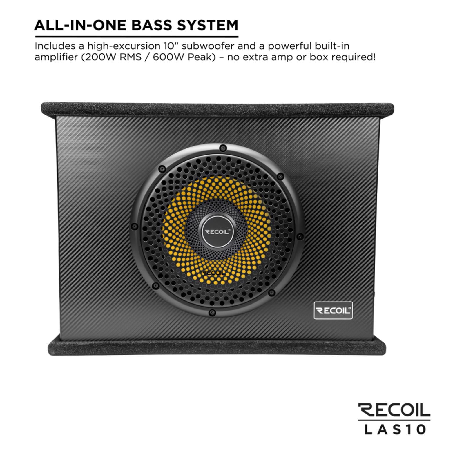 Recoil LAS12 - 12" Shallow 600 Watts Active Amplified Car Van Sub Subwoofer Bass Box