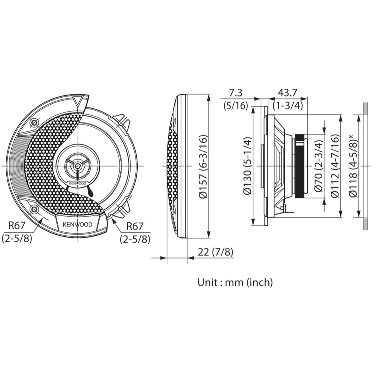 Kenwood KFC-S1366 5.25" 13cm 520 Watts Coaxial 2 Way Door Dash Car Van Speakers