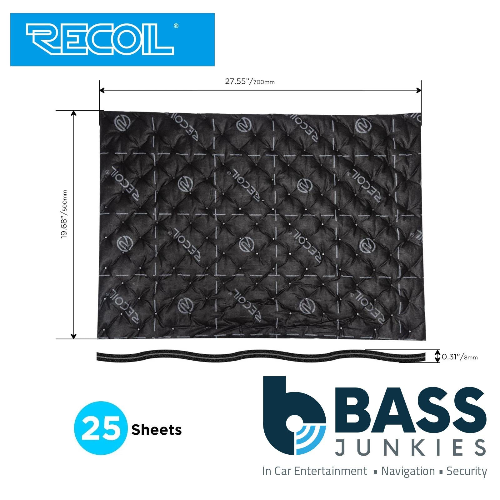 Recoil SABK - 25 Sheets 3mm Black Car or Van Sound Proof Deadening Material Mat