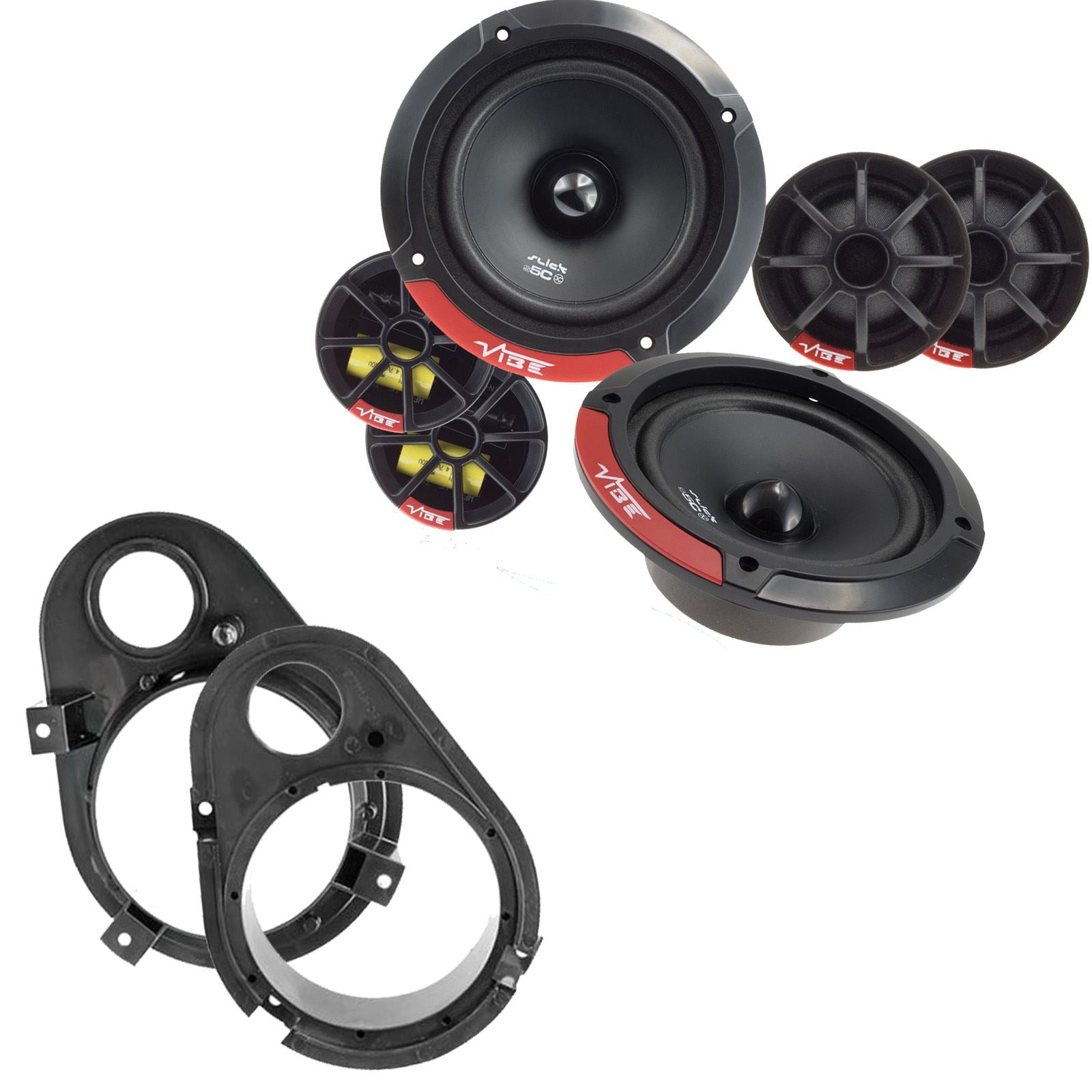 Vibe SLICK5C-V7 2-Way 130mm/13cm/5.25" Component Speakers (Per Pair 480 Watts) Fits Ford Escort 1990-00 | Orion 90-93
