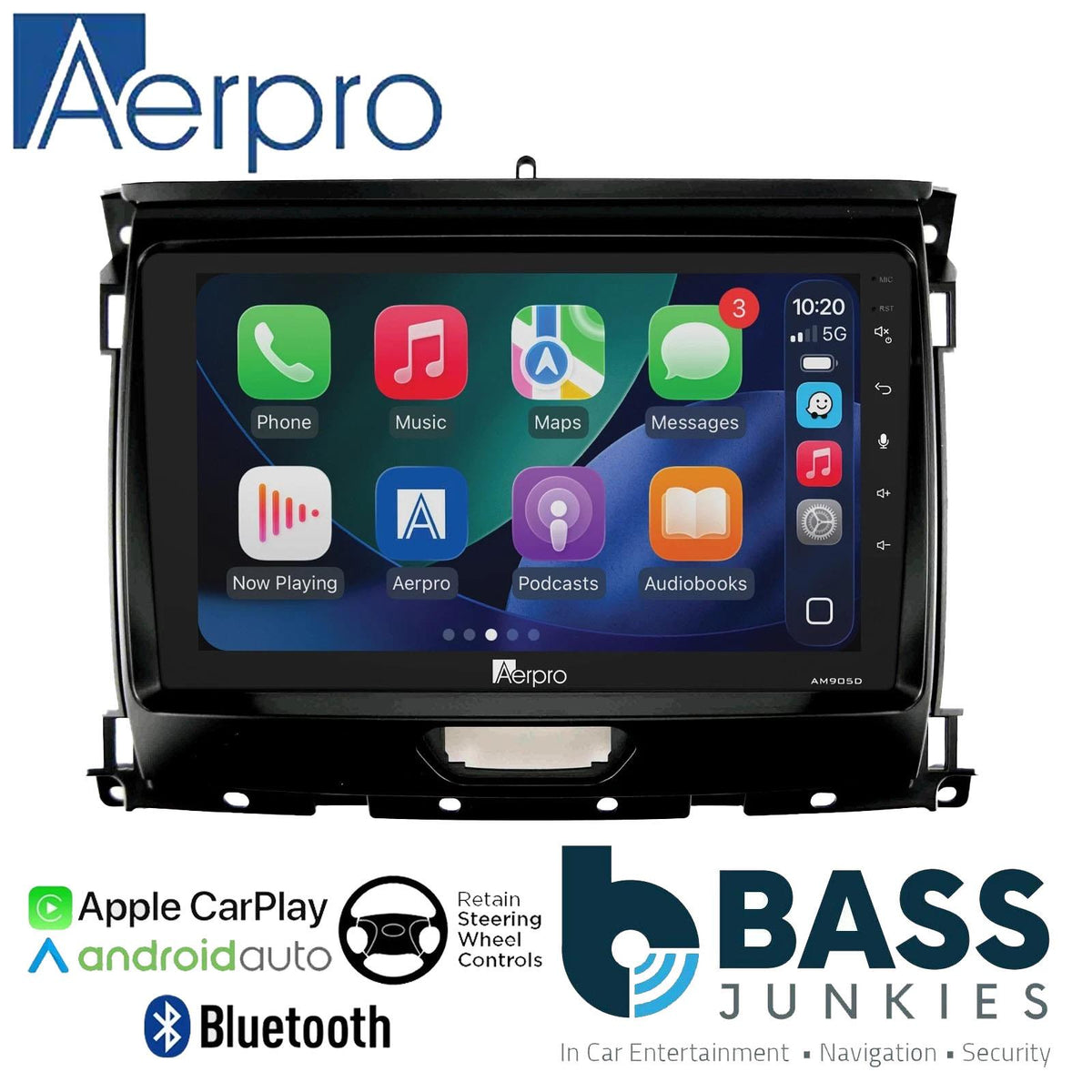 Aerpro 9" DAB CarPlay Android Car Stereo Kit Black For Ford Ranger 2015 Onwards