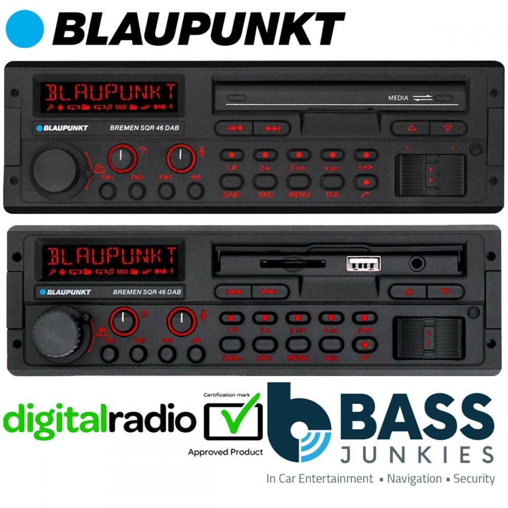 BLAUPUNKT BREMEN SQR46 DAB - Bluetooth DAB+ SD USB AUX 4 x 50 Watts BMW Mercedes Benz Porsche Classic Retro Look Car Stereo