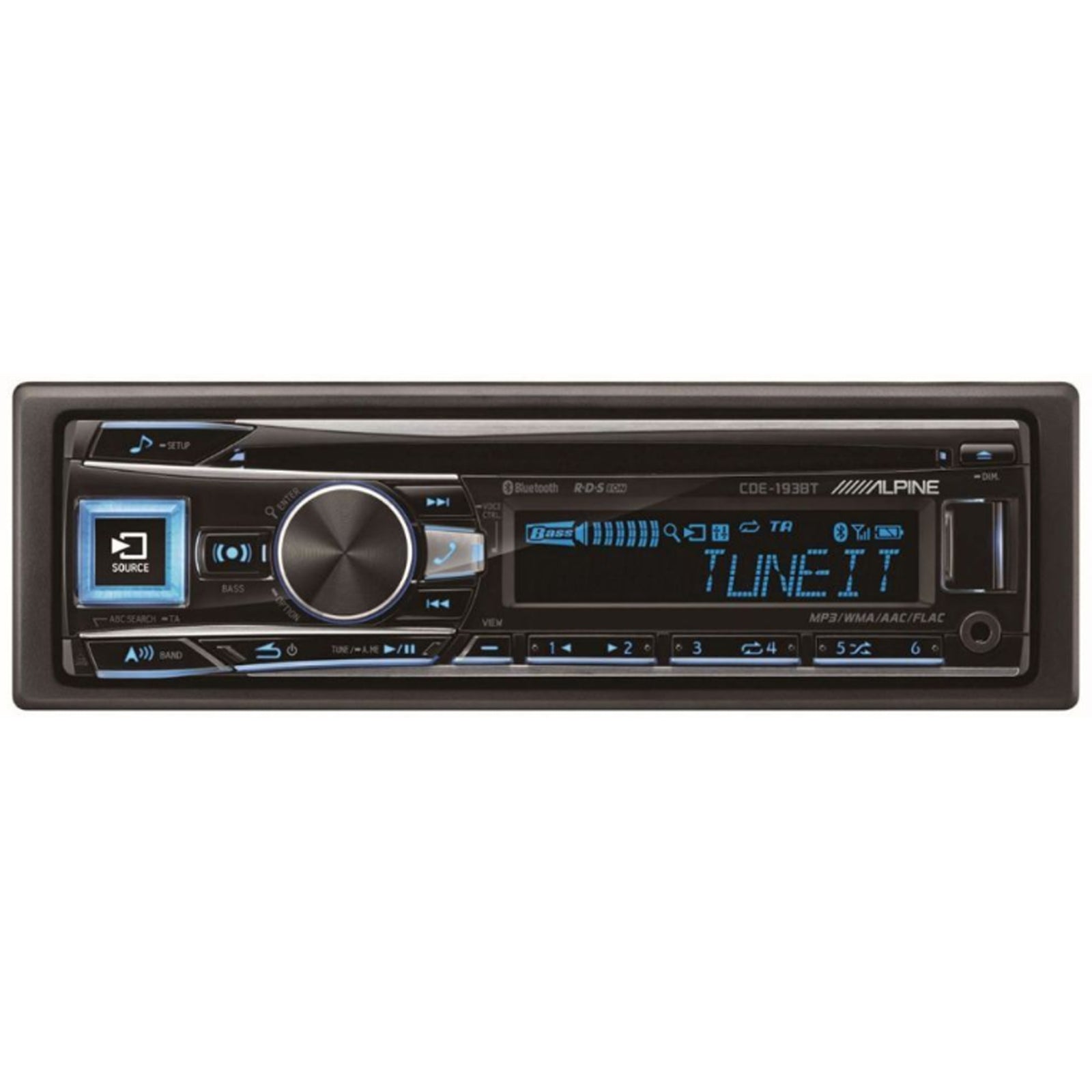 Alpine CDE-193BT - Single Din CD MP3 Bluetooth USB AUX iPod iPhone 3 Pre-outs 4 x 50 Watts Car Radio Stereo