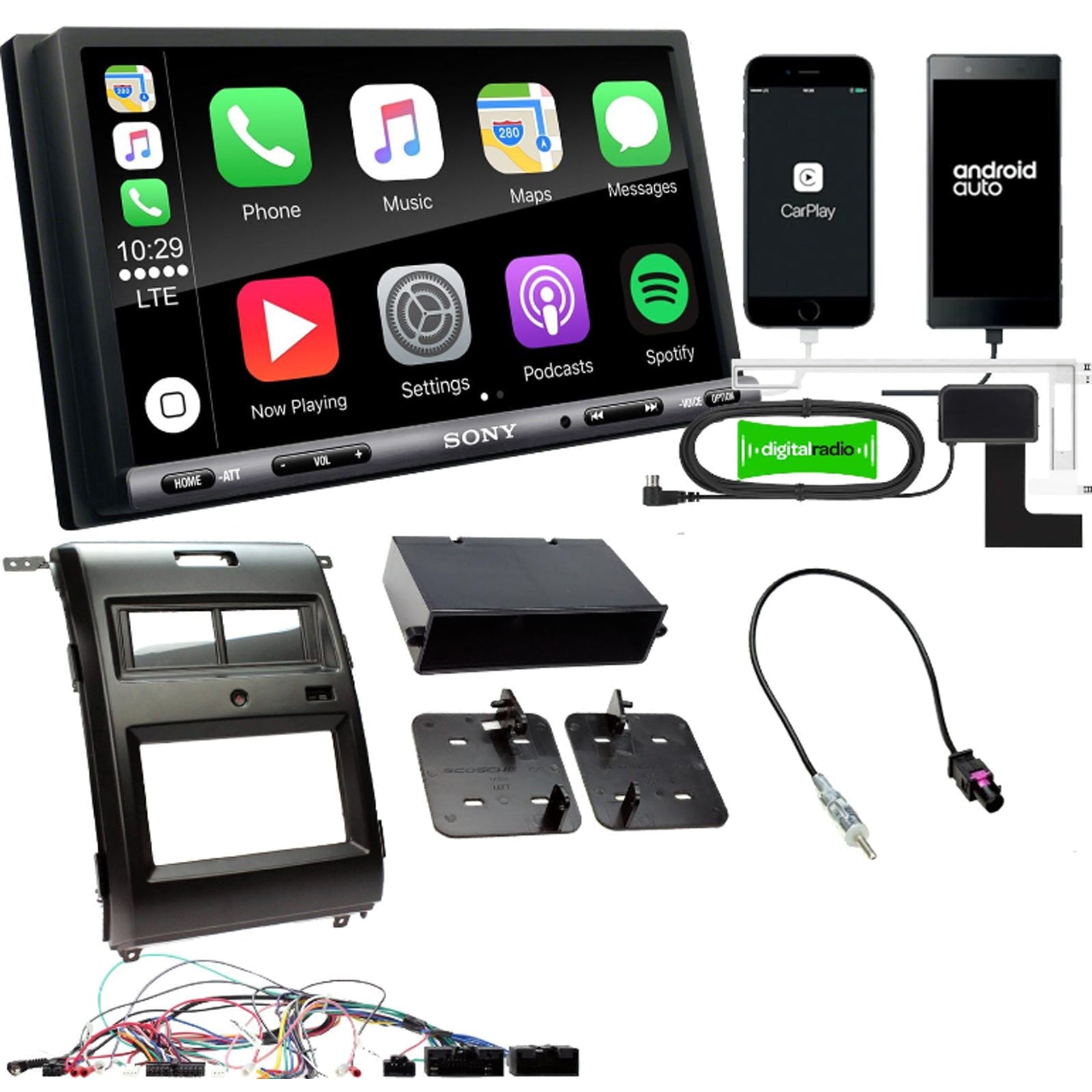 SONY DAB+ Apple | Android Double Din Stereo Fitting Kit + Steering Wheel Stalk Controls to fit Ford F-150 2013-14