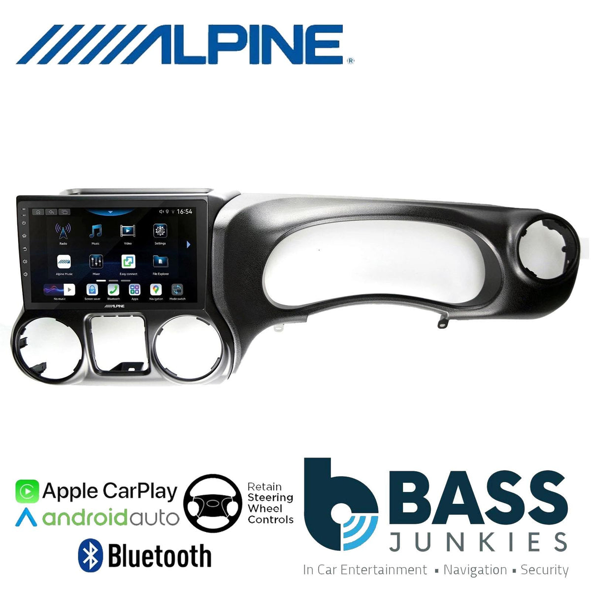 Alpine 9" CarPlay Android Car Stereo Kit For Jeep Wrangler Rubicon 2015 - 2017